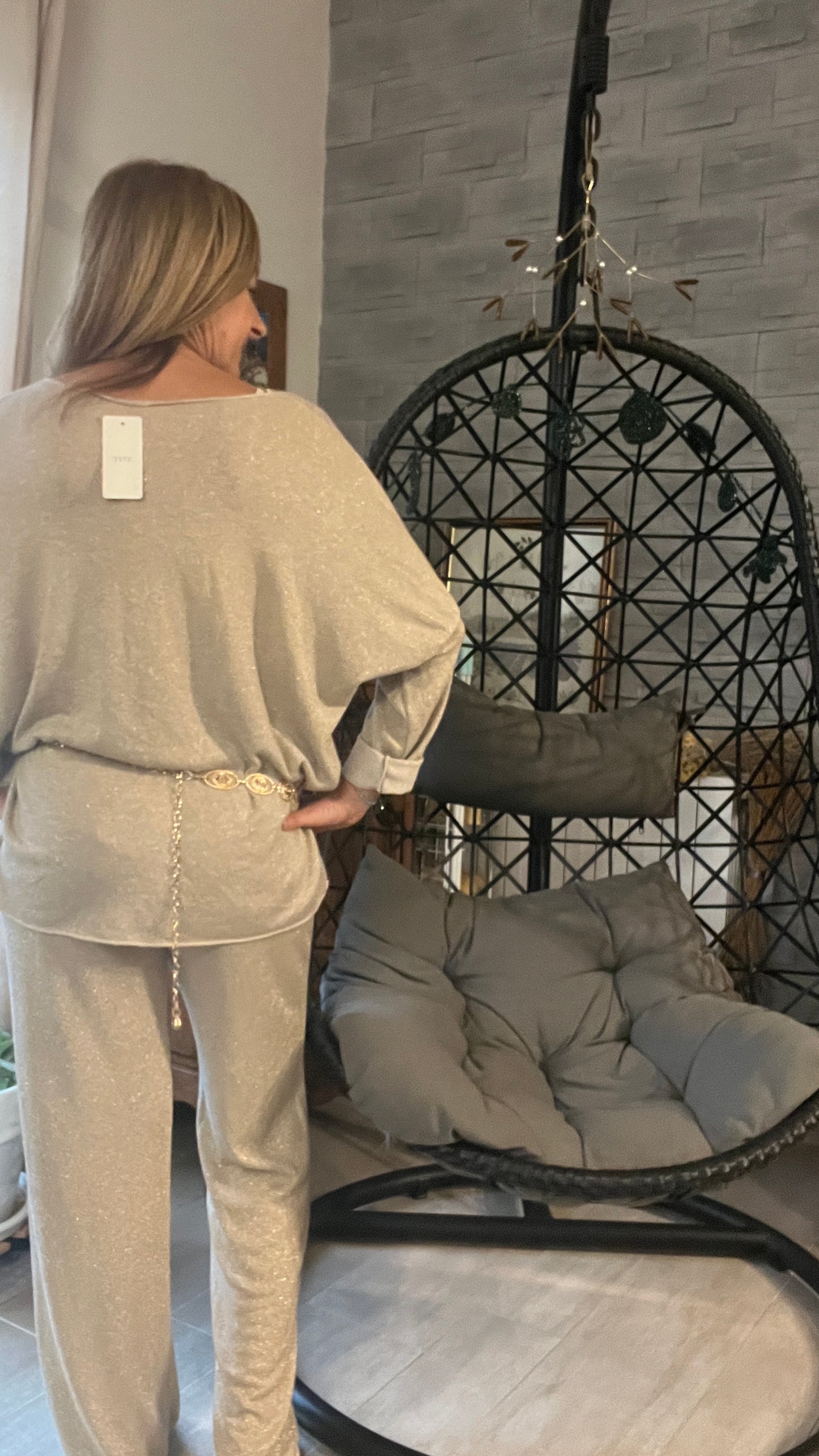 TUNIQUE PAILLETTES BEIGE/DORE