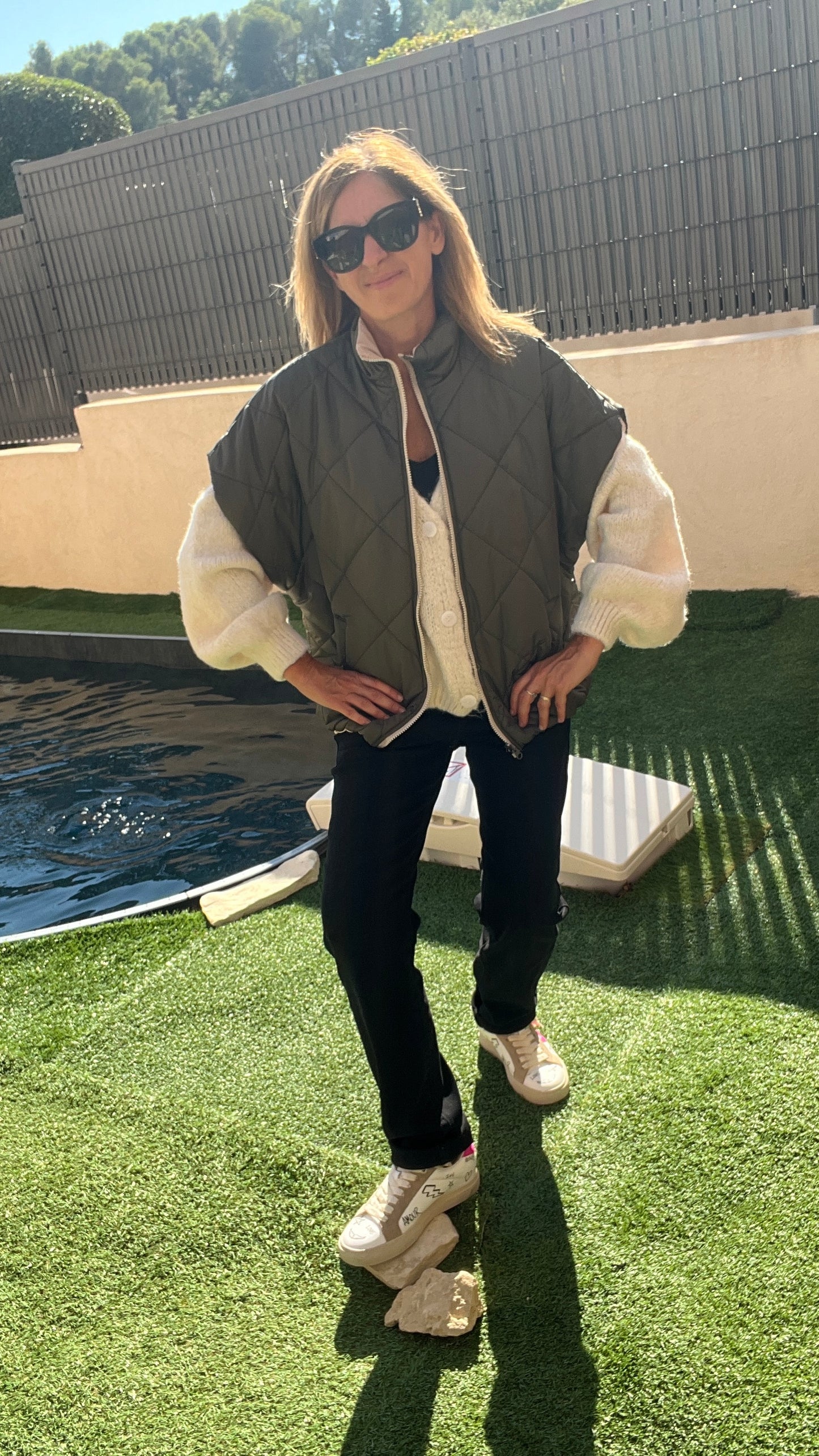 VESTE MATELASSEE KAKI/BEIGE REVERSIBLE "NEON"