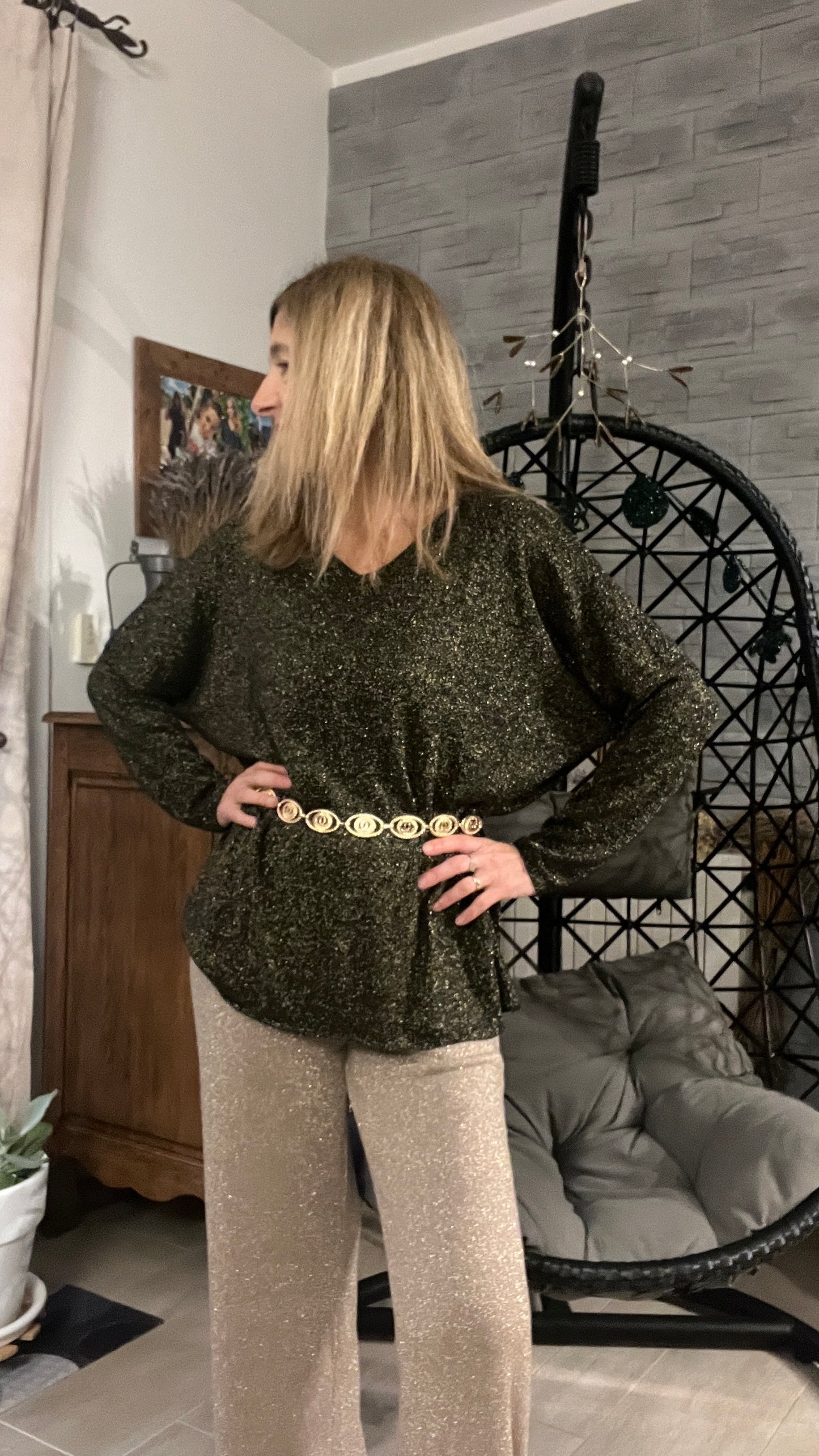 TUNIQUE PAILLETTES NOIR/DORE