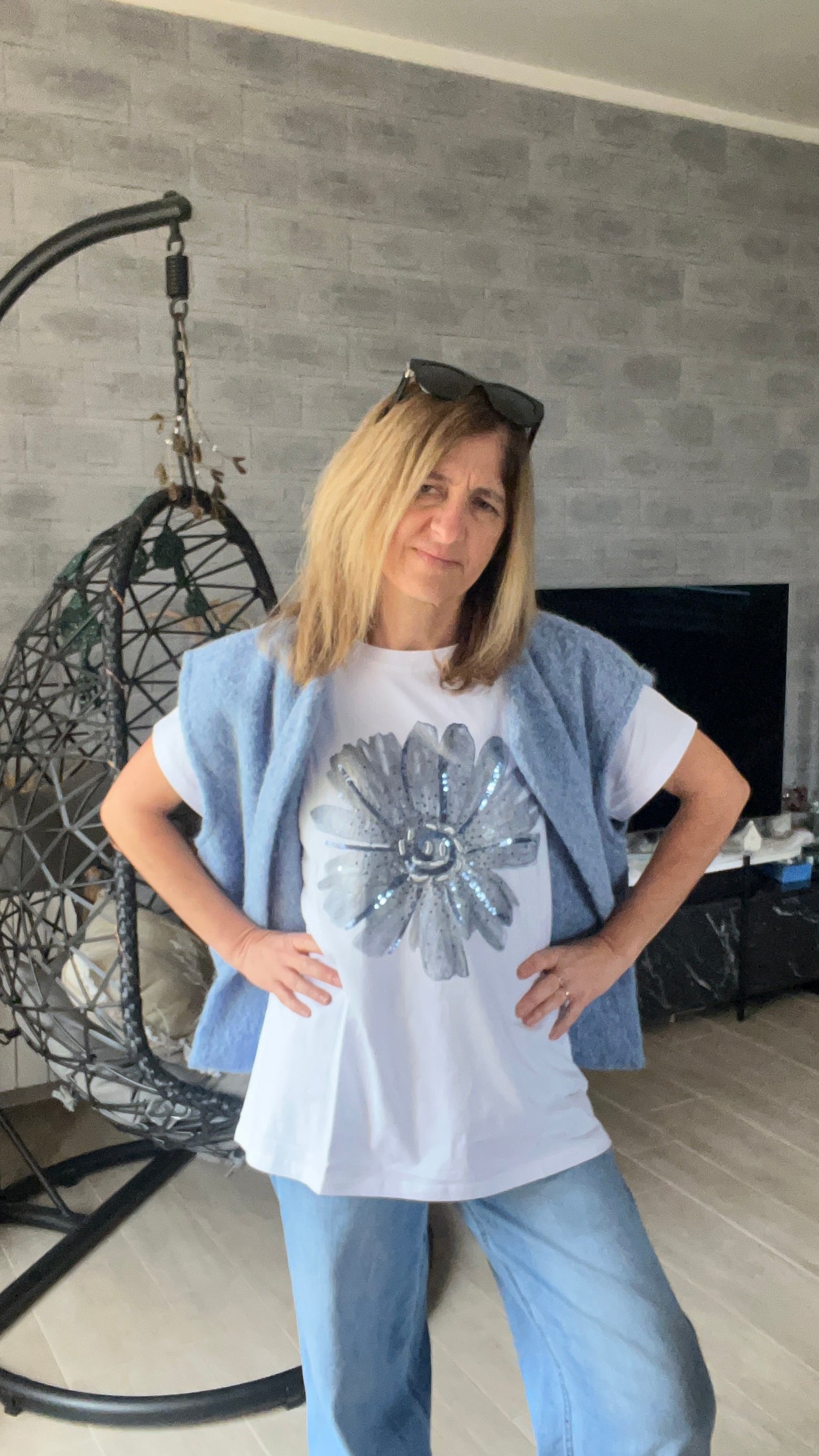 VESTE BLEU SANS MANCHES "ALEX"