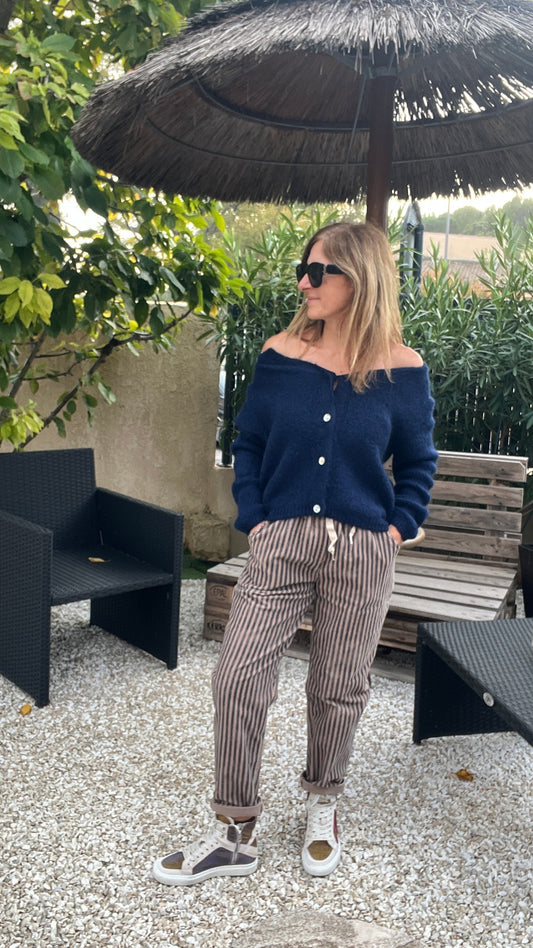 GILET BLEU MARINE MANCHES LONGUES "ANNA"