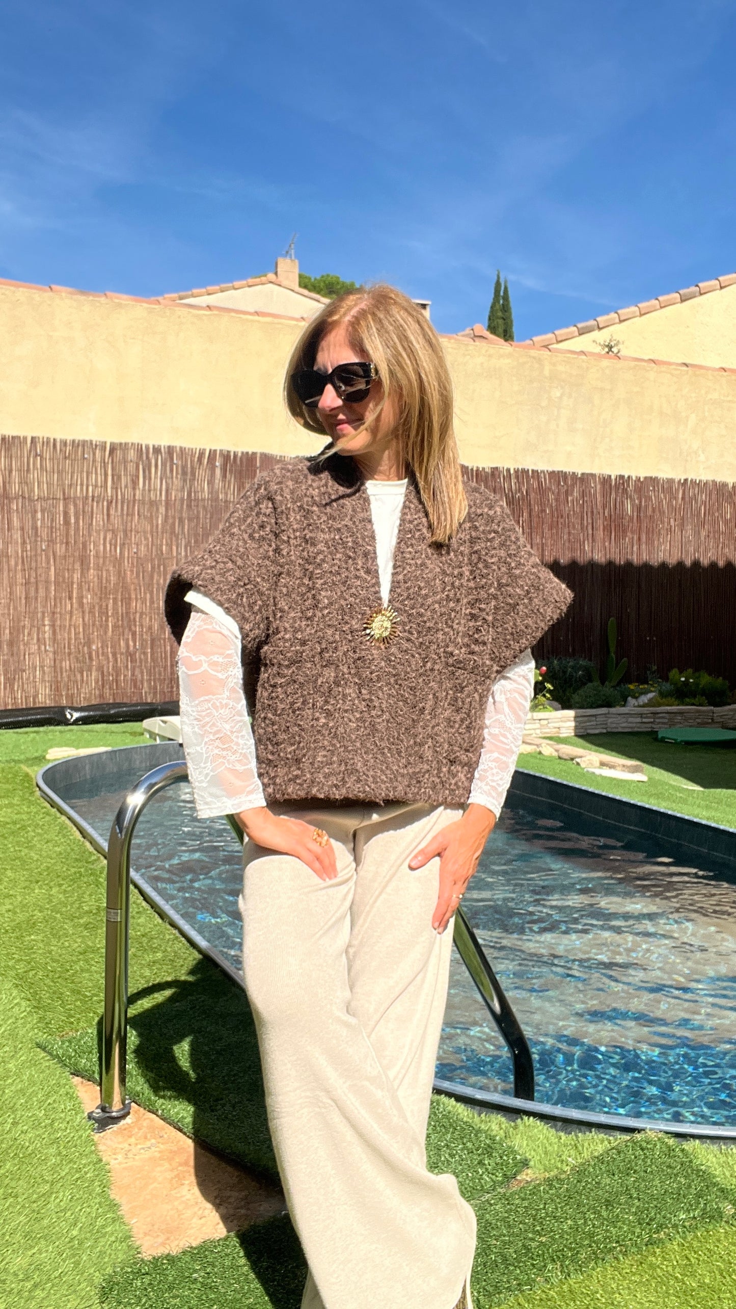 VESTE CHOCOLAT MANCHES COURTES "SOLEIL"