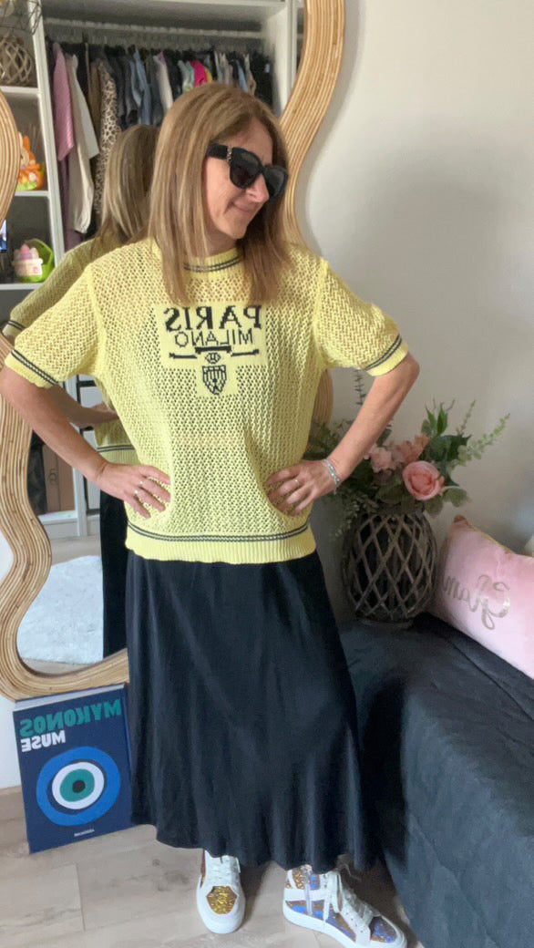 Pull crochet jaune "Milano"