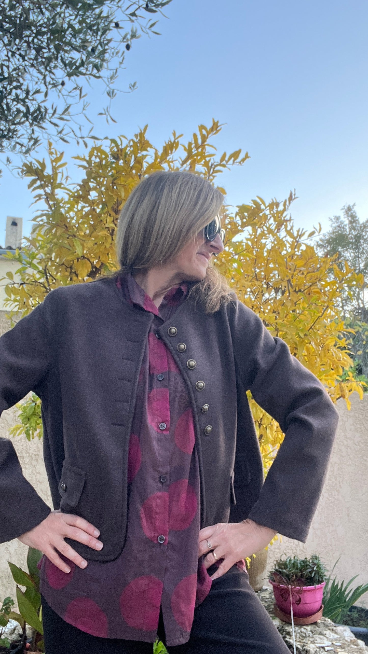 VESTE BOUTONNEE CHOCOLAT CLAIRE "CELESTE"