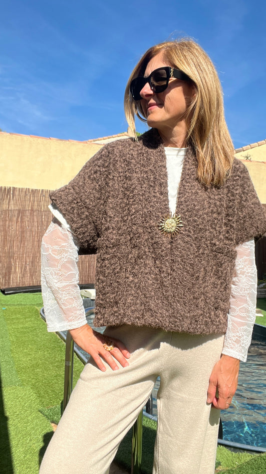 VESTE CHOCOLAT MANCHES COURTES "SOLEIL"