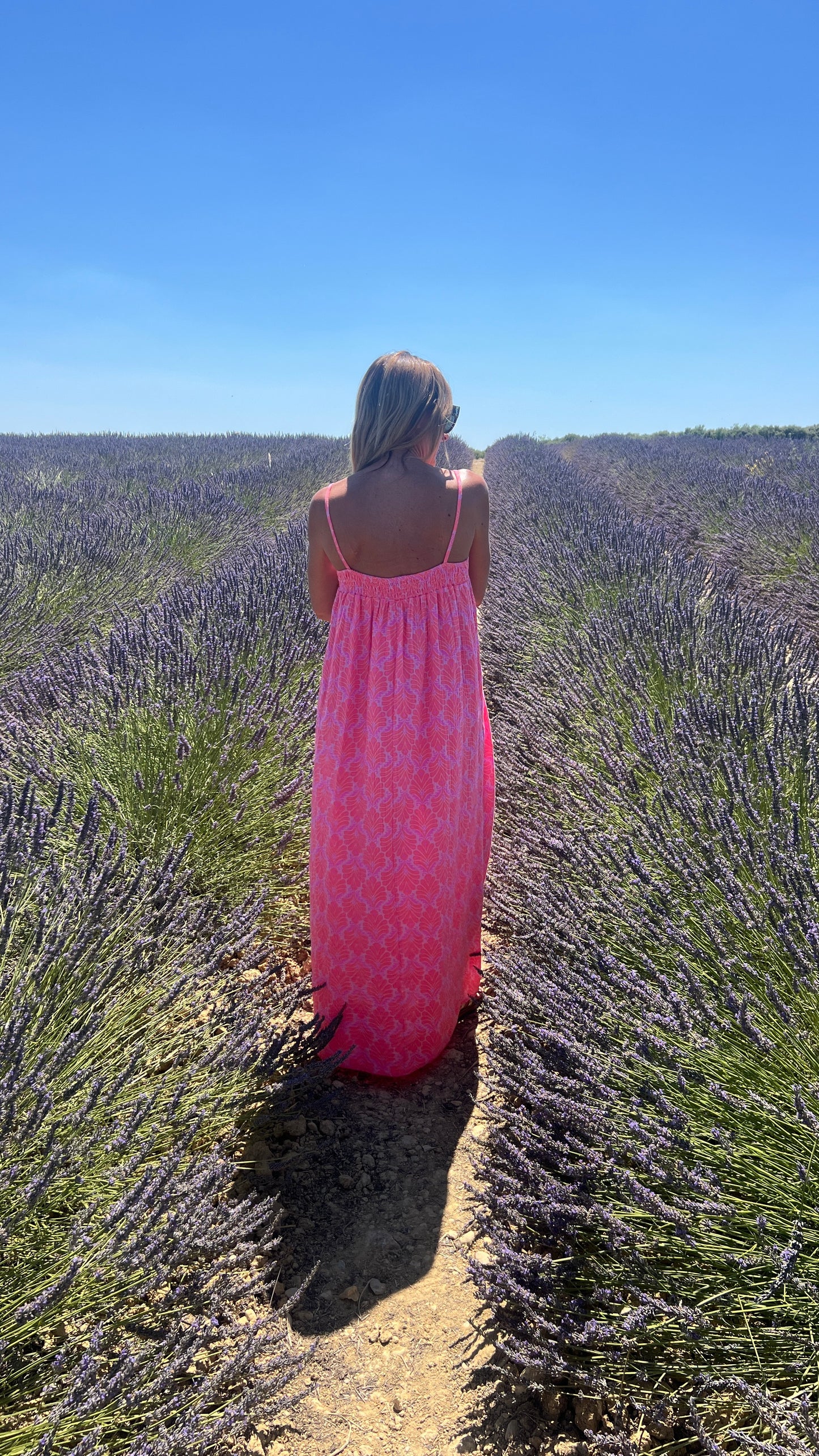 ROBE LONGUE GAZE DE COTON ROSE