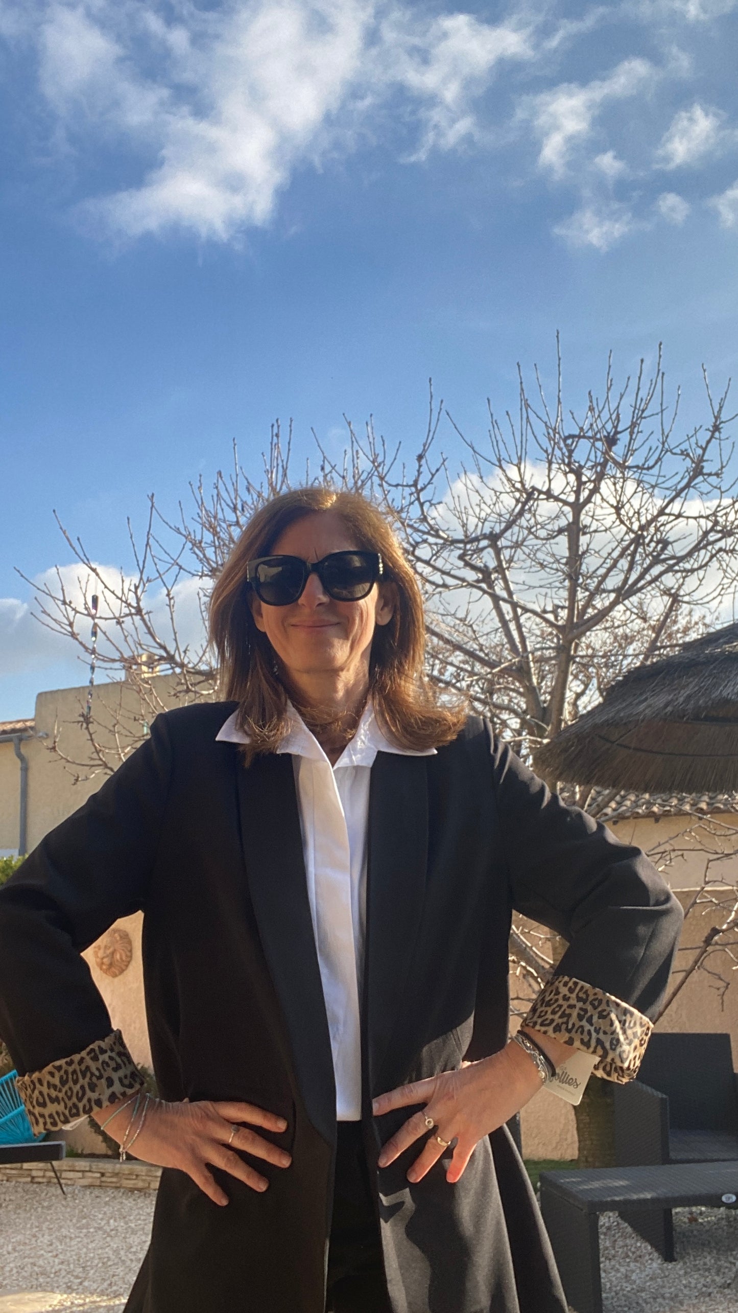 Blazer noir revers Léopard Marion