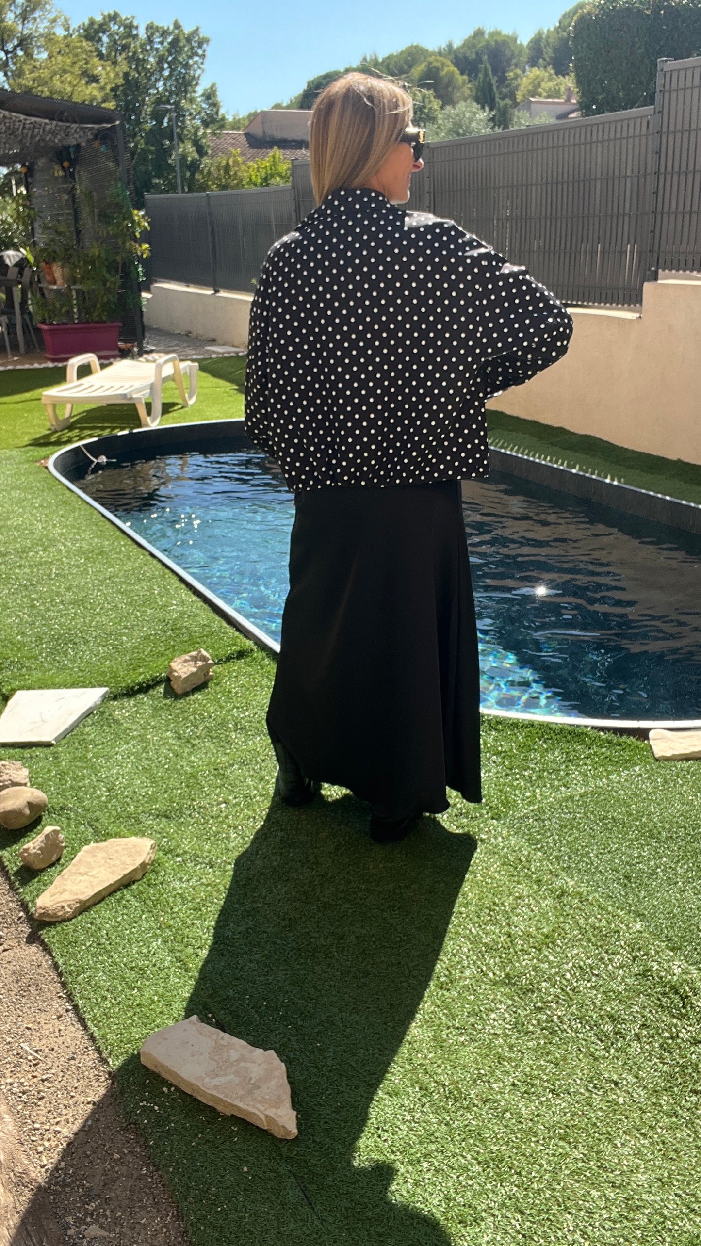 JUPE LONGUE NOIR "SATIN"