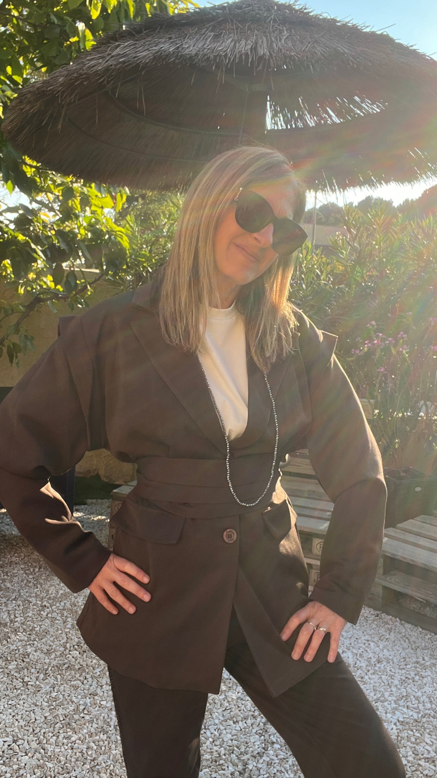 BLAZER CHOCOLAT CEINTURE