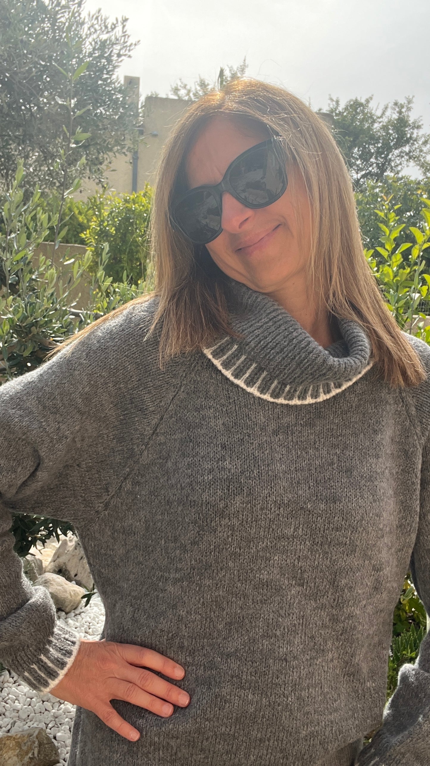 PULL GRIS COL ROULE CAMILLA