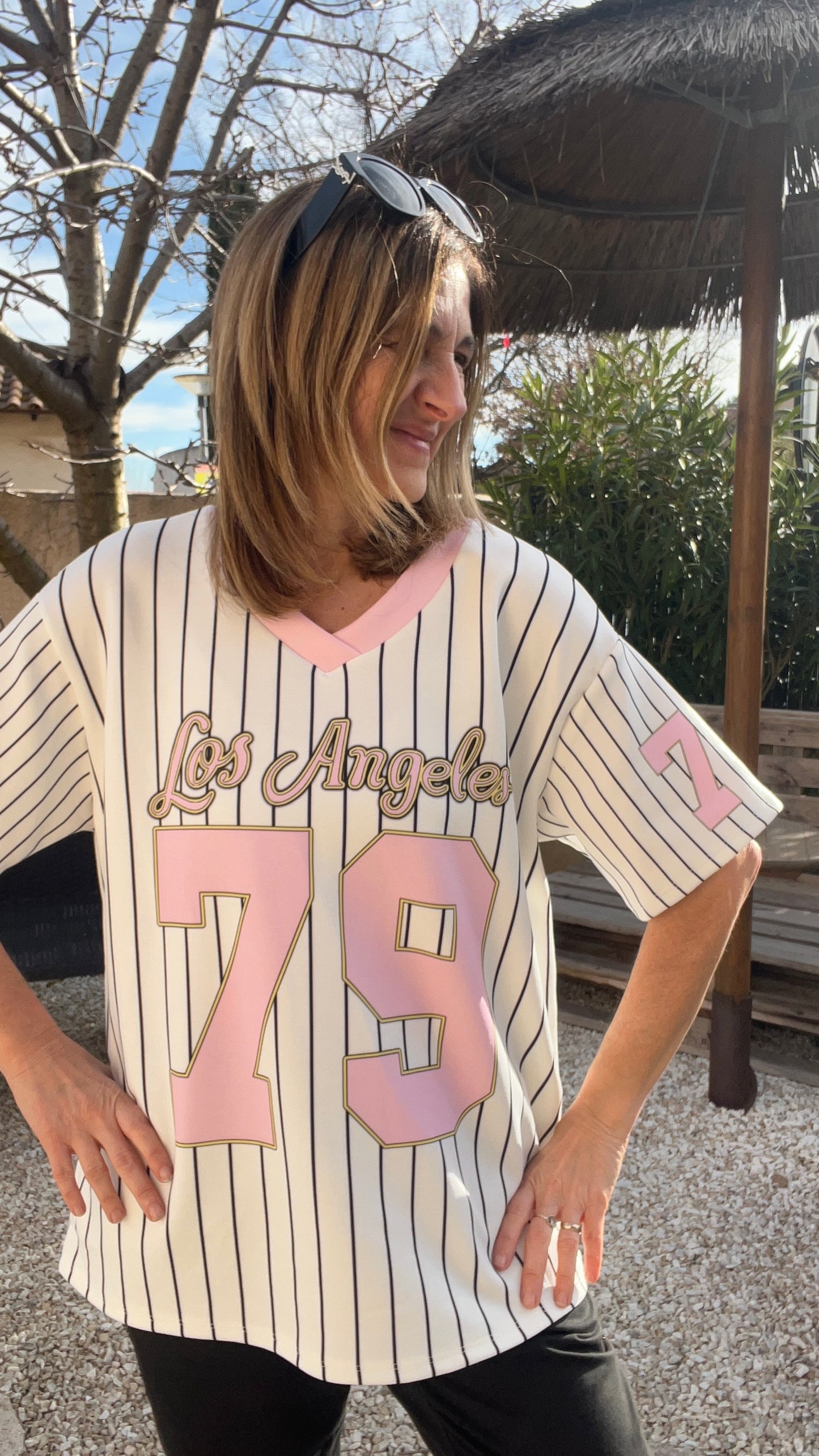 TEE-SHIRT BLANC/ROSE RAYE LOS ANGELES 79