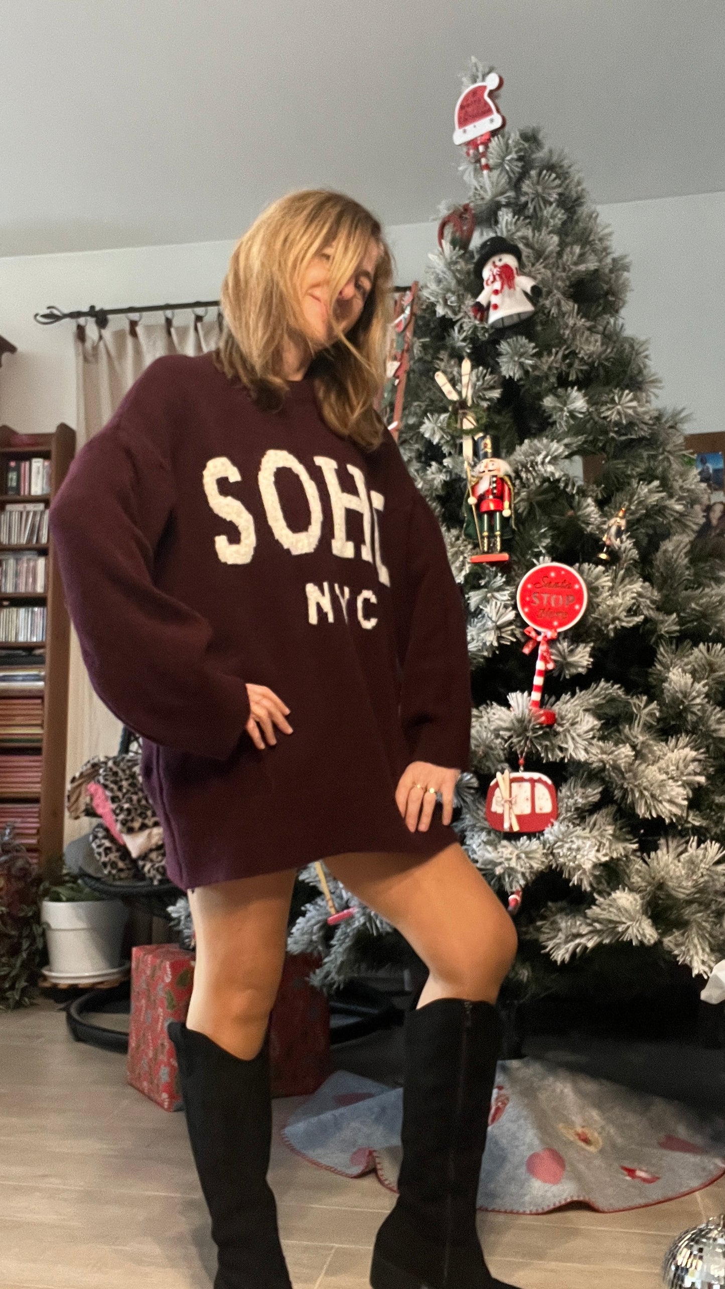 PULL TUNIQUE BORDEAUX SOHO