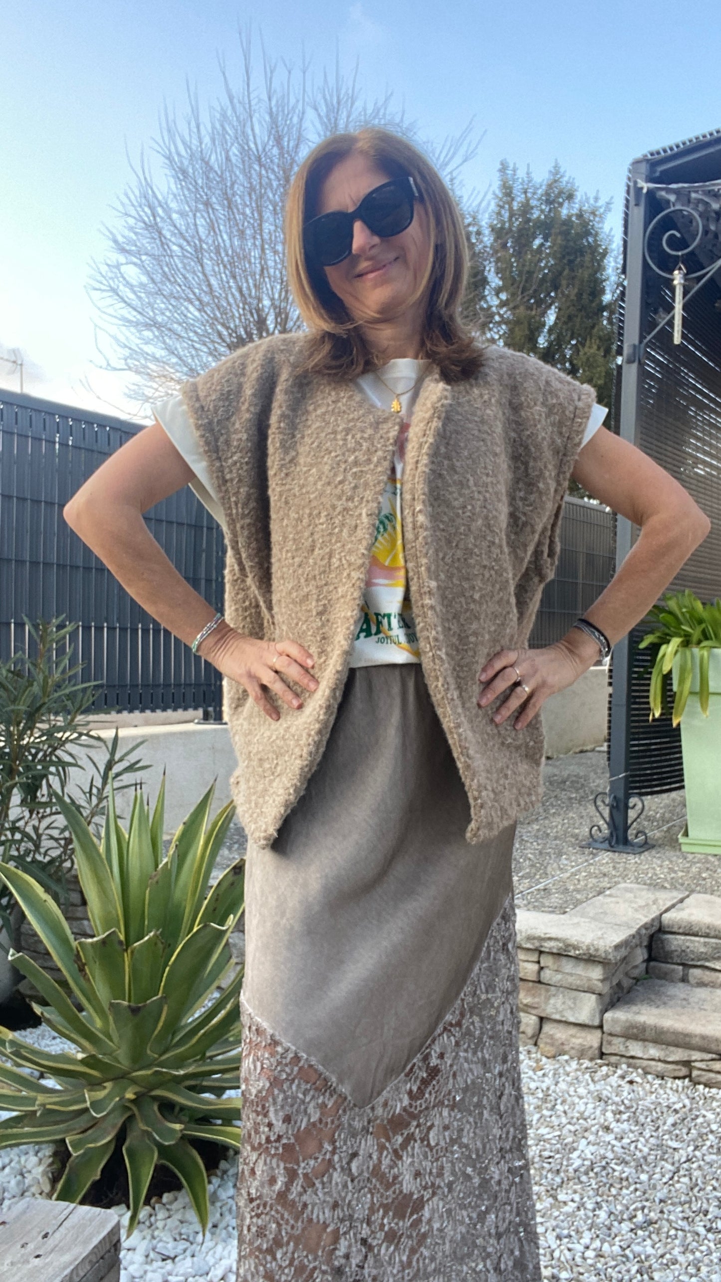 Jupe longue "Clarence" beige