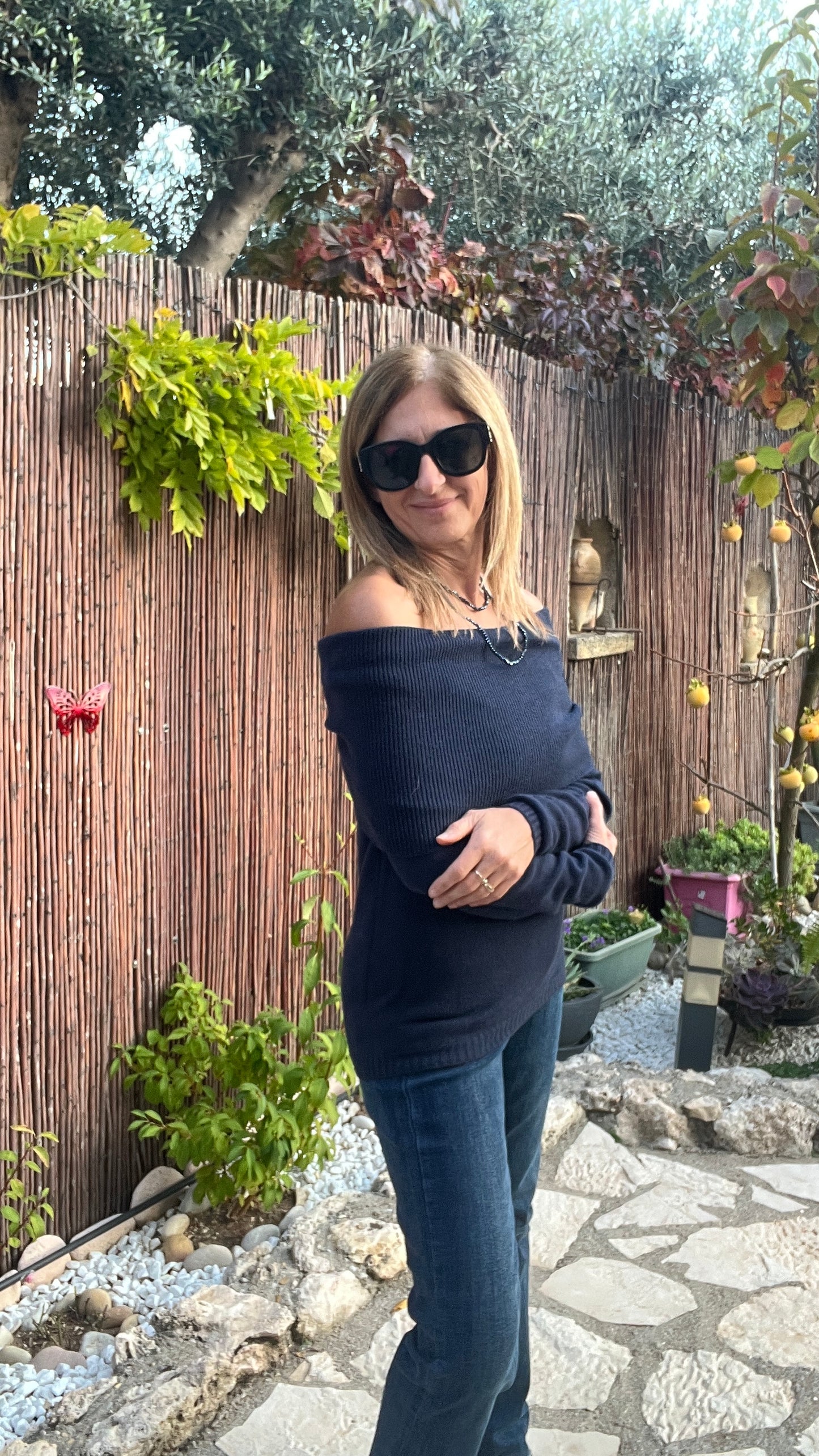 PULL BLEU MARINE COL BARDOT