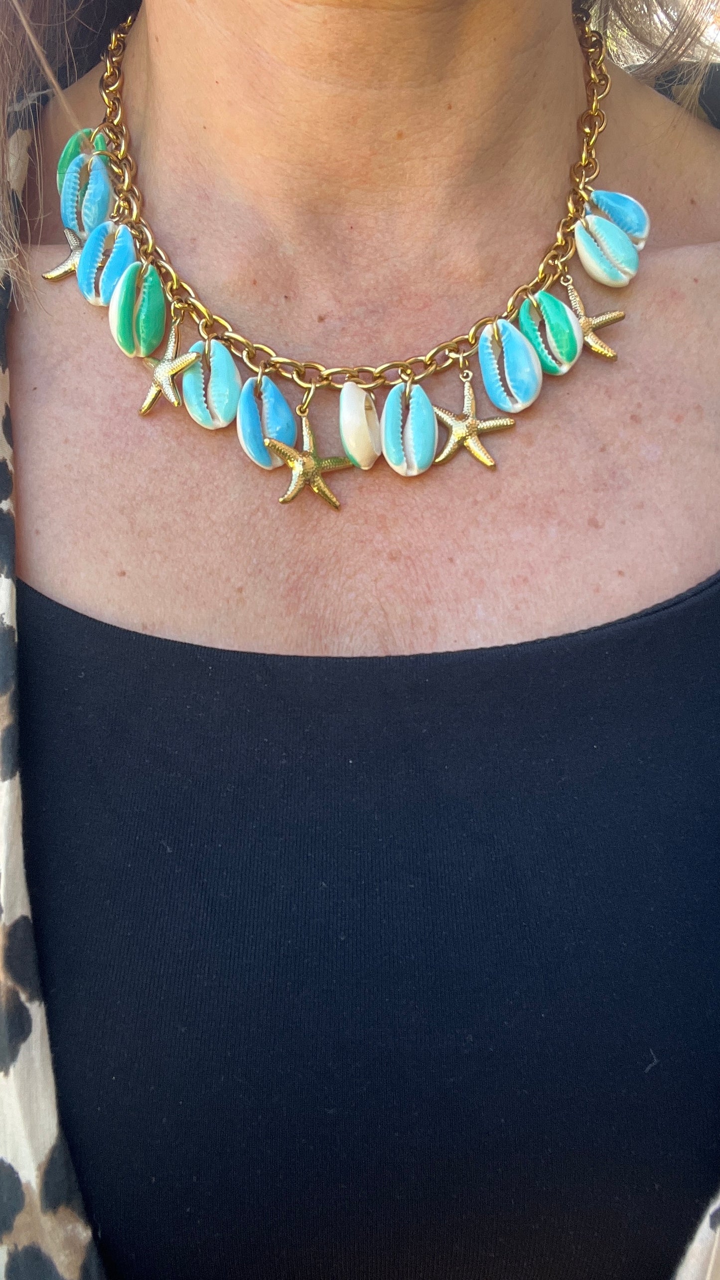 COLLIER COQUILLAGE BLEU TURQUOISE