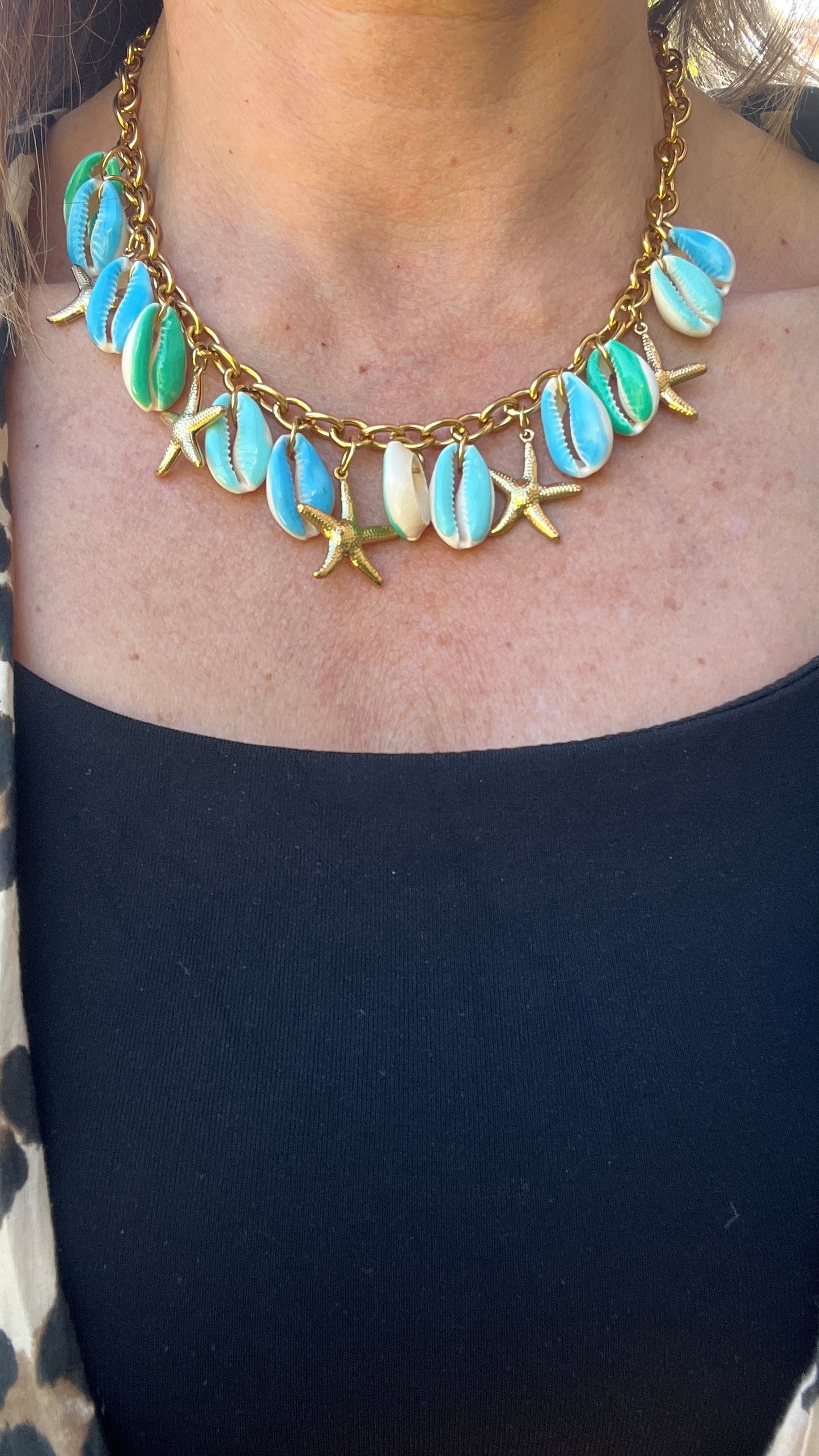 COLLIER COQUILLAGE BLEU TURQUOISE