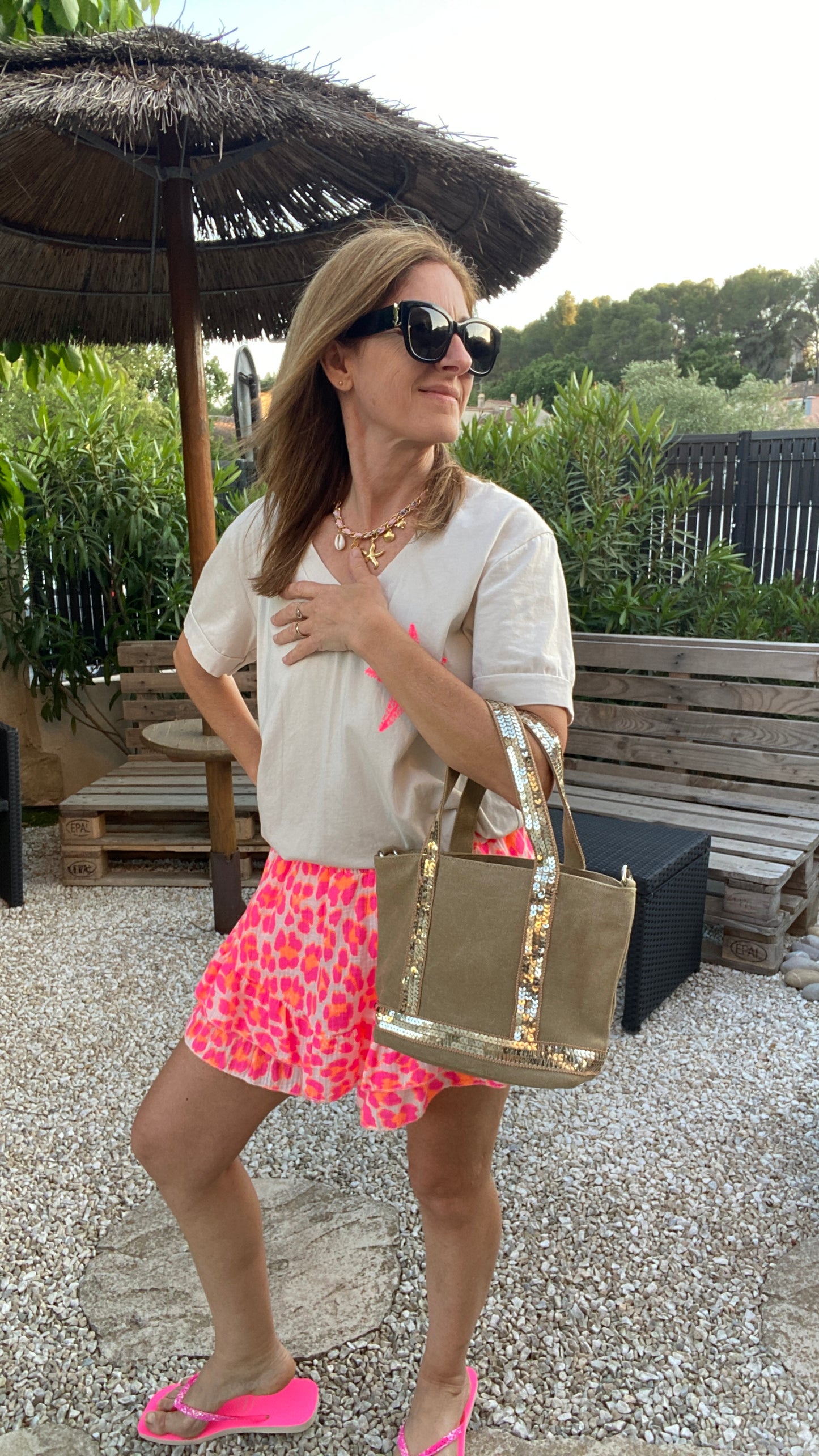 Sac beige & paillettes "Vanessa"