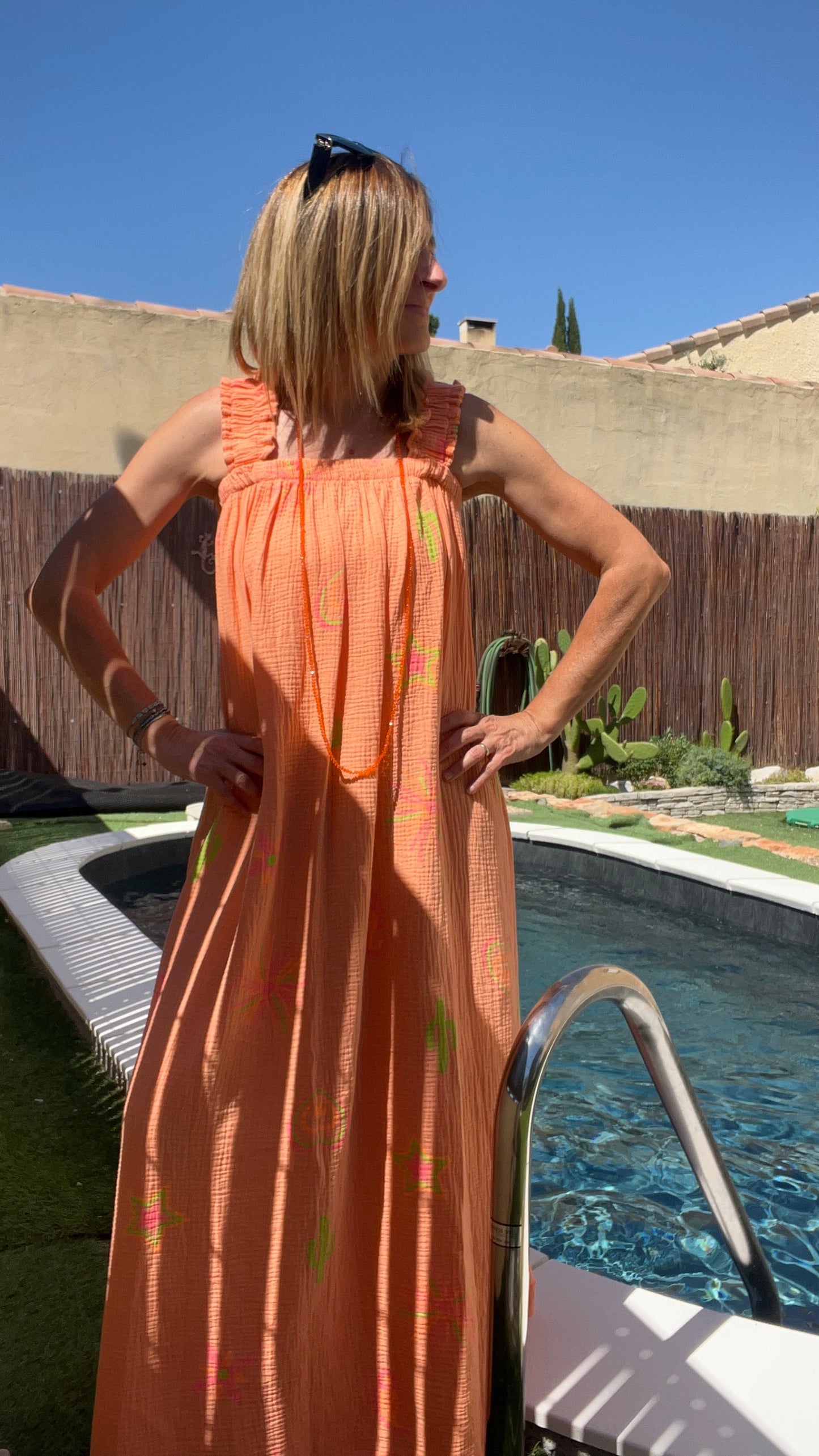 ROBE ORANGÉ GAZE DE COTON