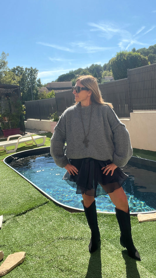 PULL GRIS OVERSIZE « EDEN »