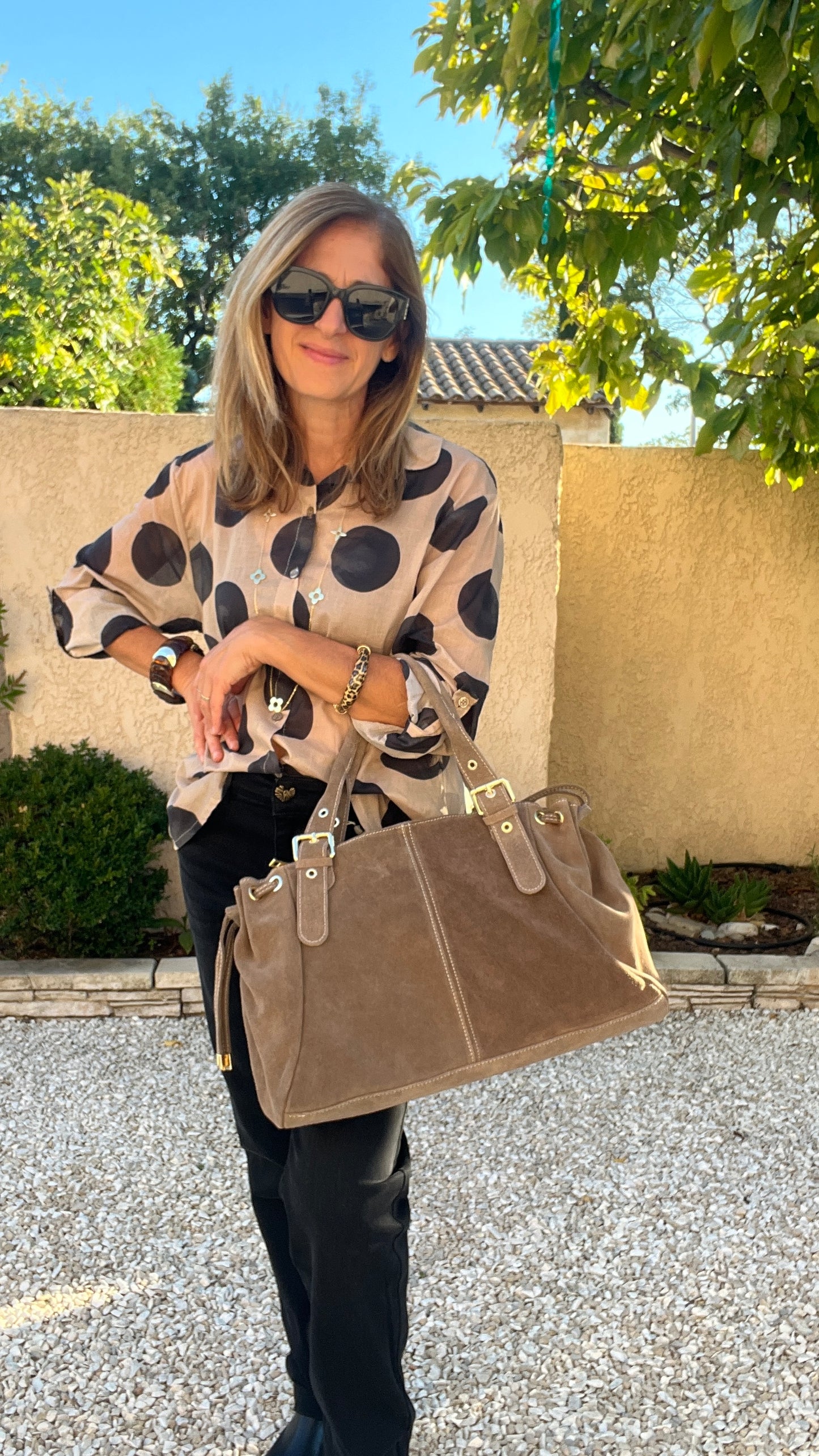 SAC EN CUIR SUEDE TAUPE