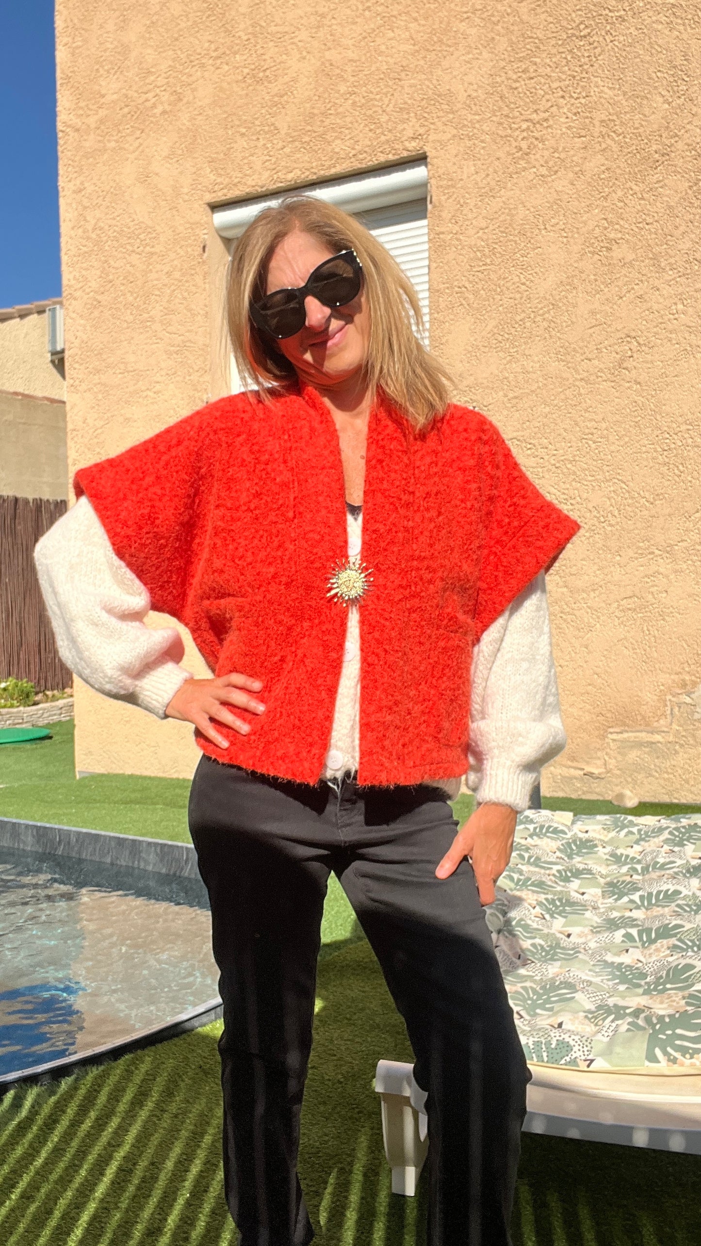VESTE ORANGE MANCHES COURTES "SOLEIL"