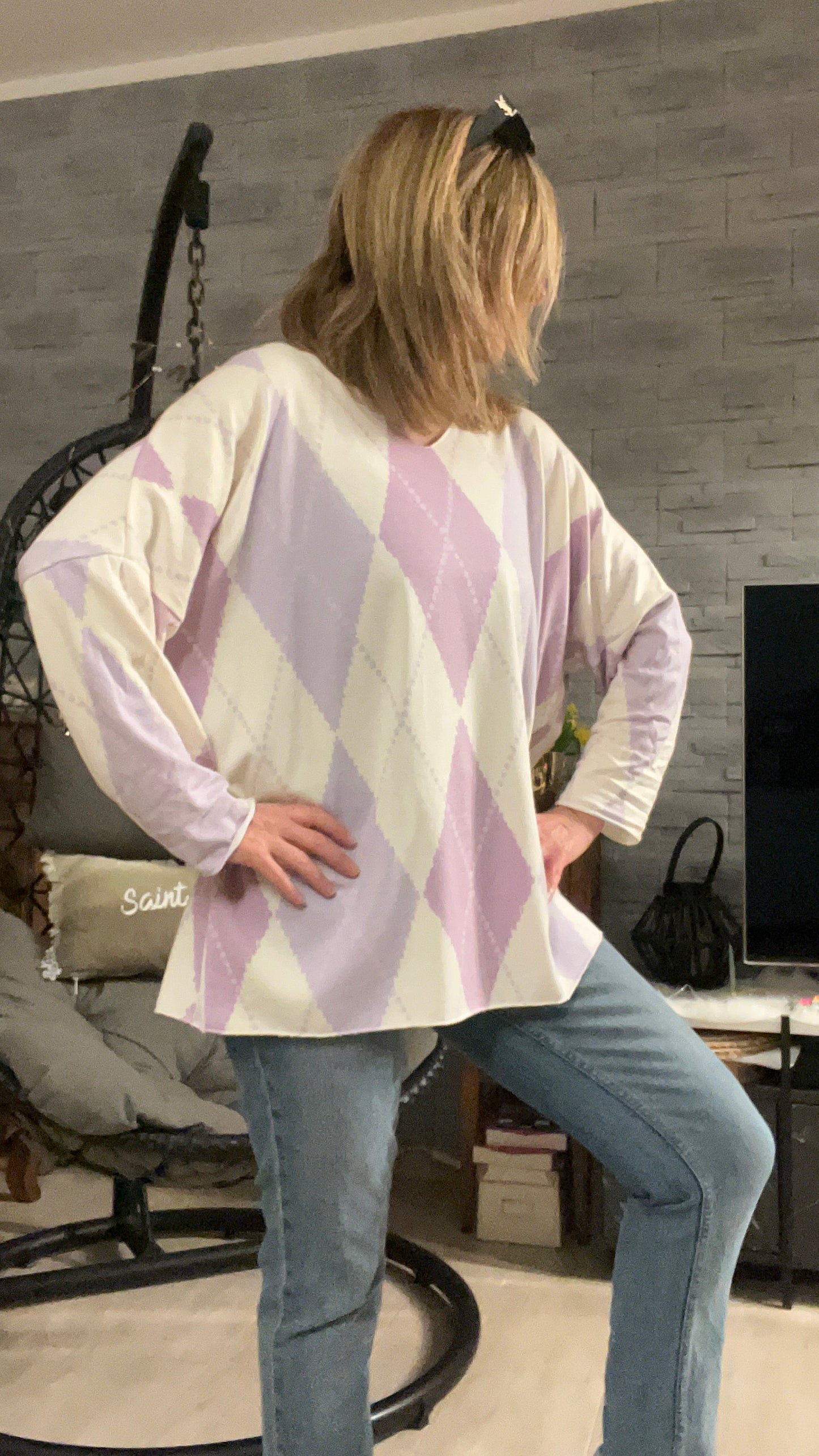 PULL TUNIQUE BLANC "JACQUARD"