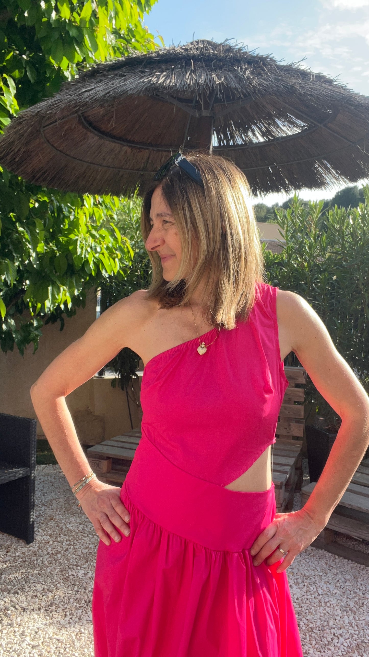 ROBE ROSE FUCHSIA POPELINE