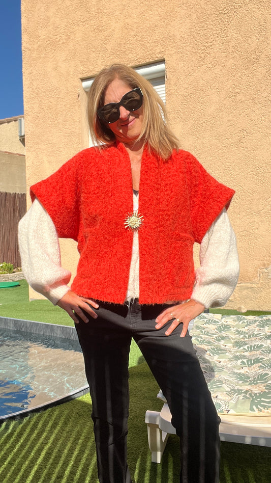 VESTE ORANGE MANCHES COURTES "SOLEIL"