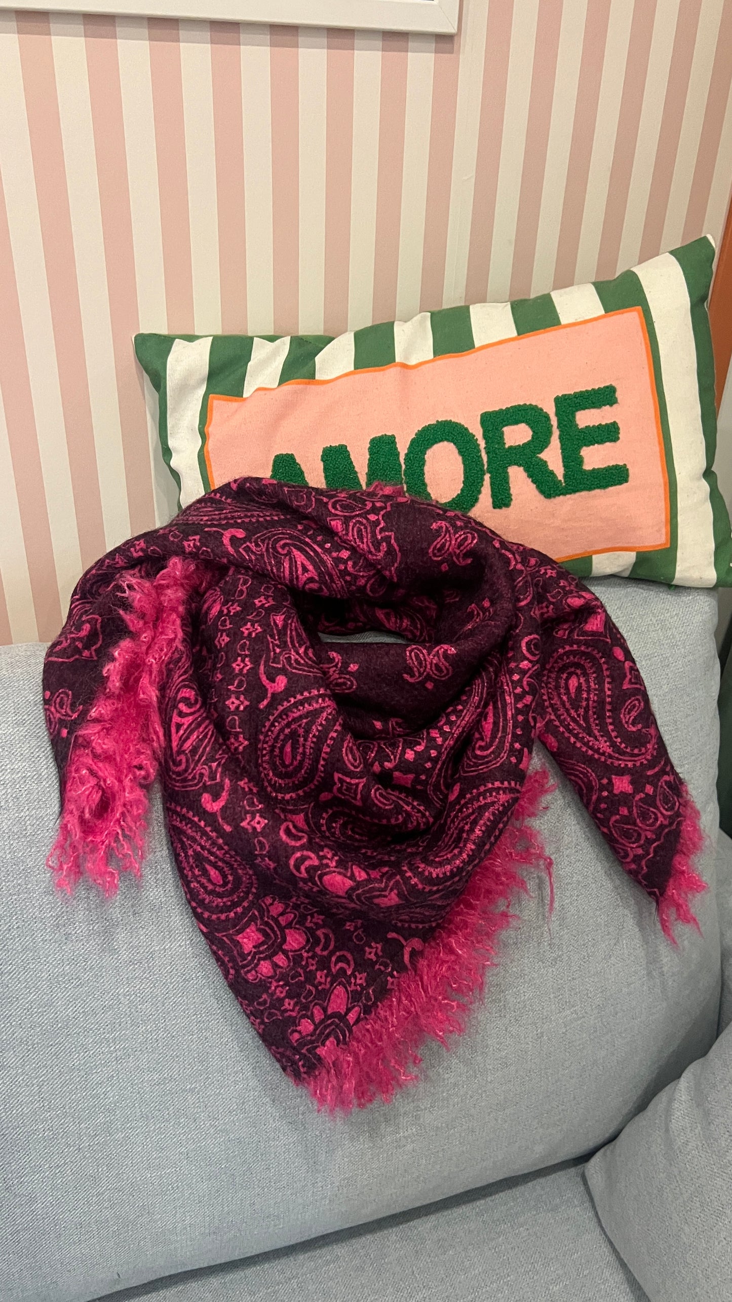 FOULARD BANDANA FUCHSIA/NOIR VIOLET