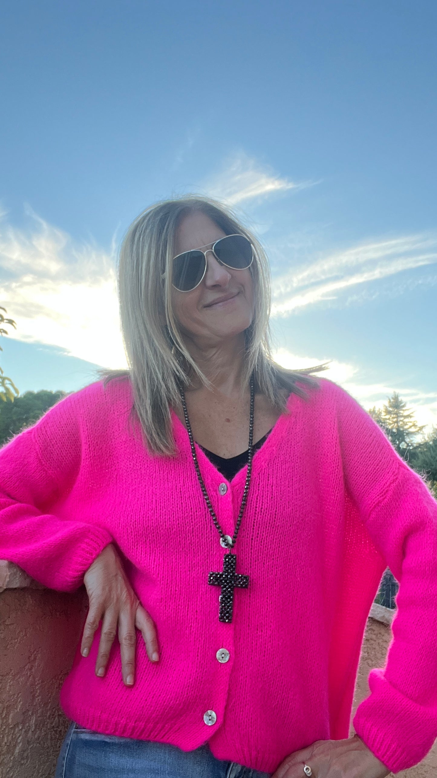 SAUTOIR CHOCOLAT CROIX