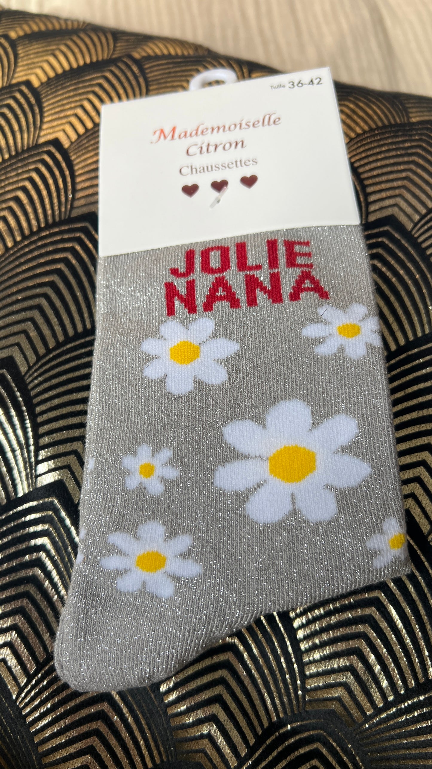 CHAUSSETTES PAILLETTES "MARGUERITES/SEXY"💋🌼