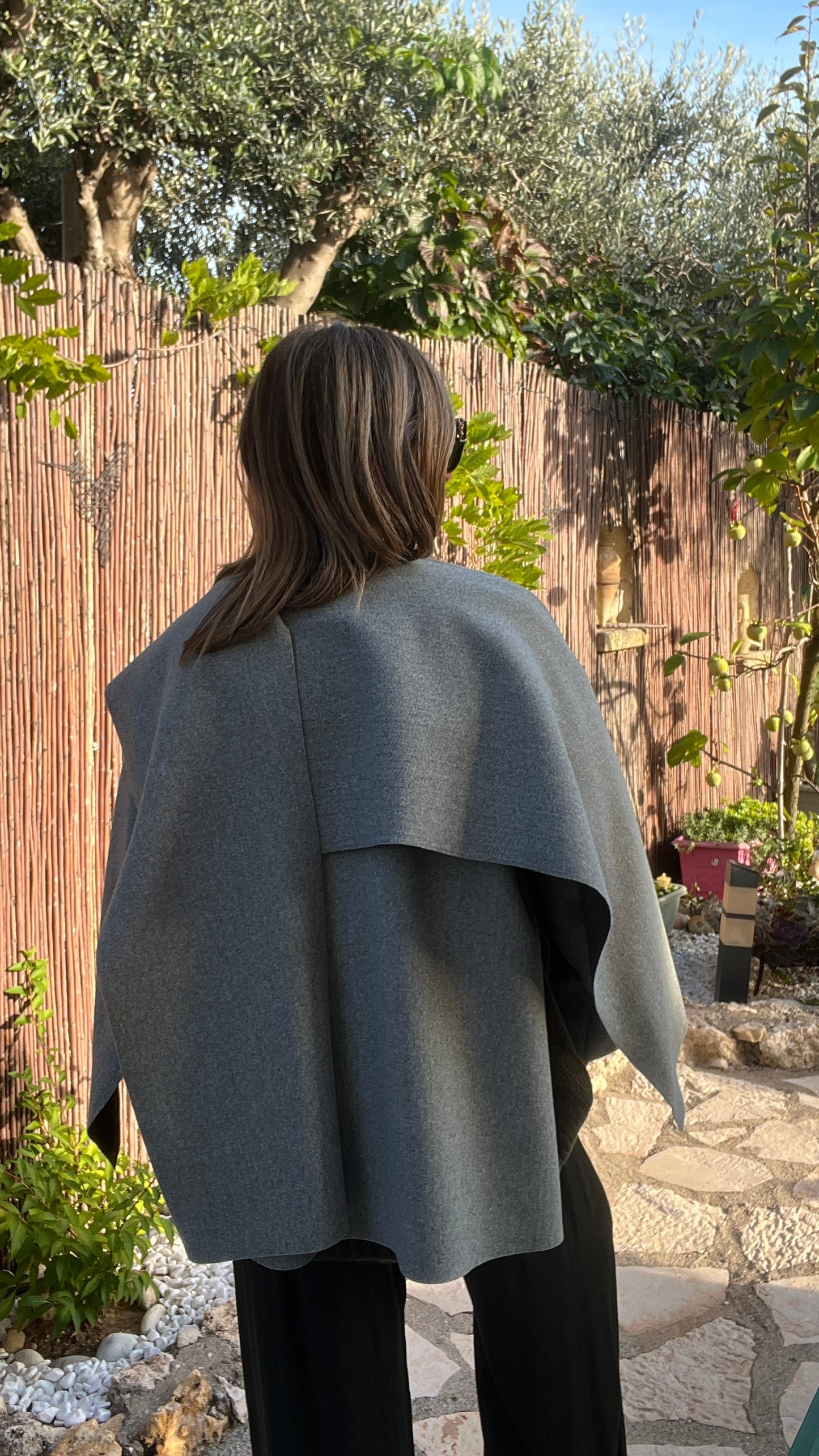 VESTE CAPE GRIS/KAKI "CLARA"