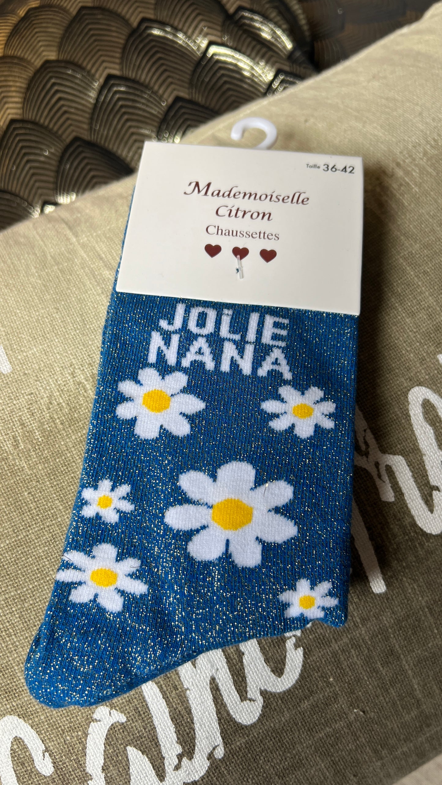 CHAUSSETTES PAILLETTES "MARGUERITES/SEXY"💋🌼