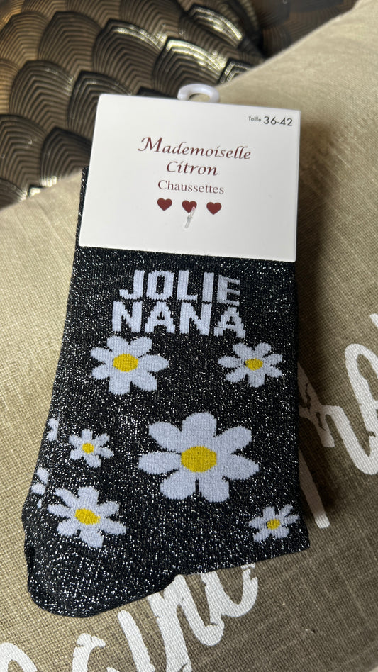 CHAUSSETTES PAILLETTES "MARGUERITES/SEXY"💋🌼