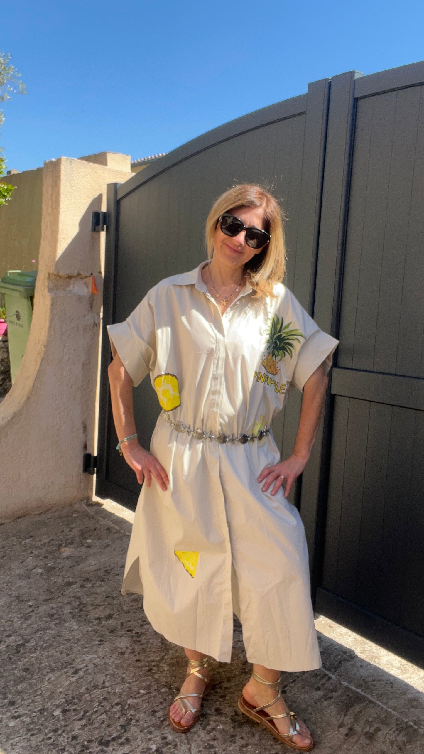 ROBE CHEMISE BEIGE LONGUE "ANANAS"