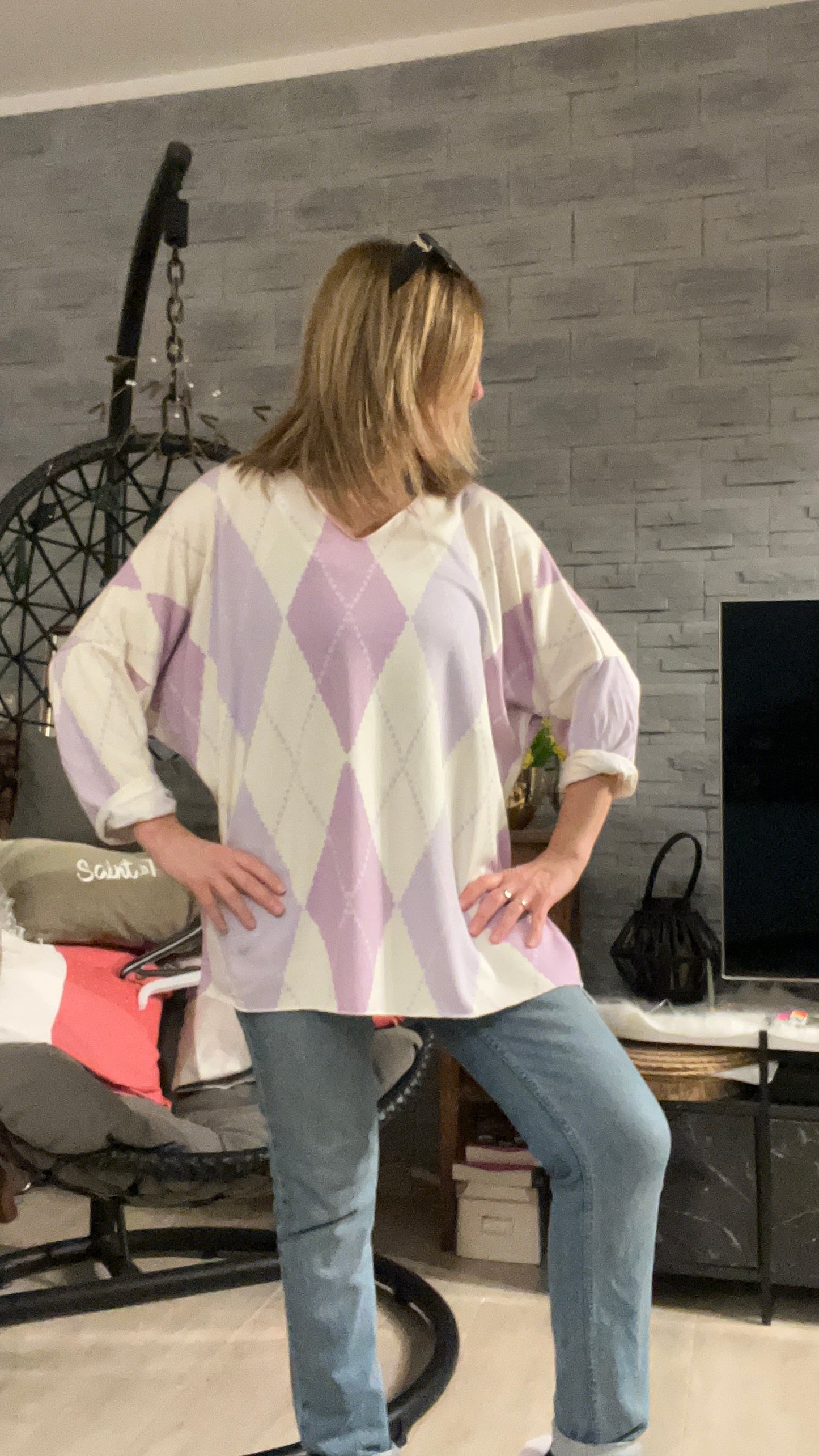 PULL TUNIQUE BLANC "JACQUARD"