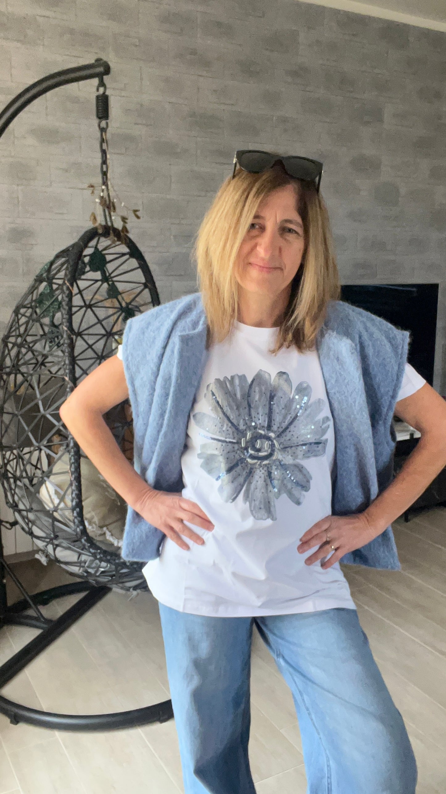 VESTE BLEU SANS MANCHES "ALEX"