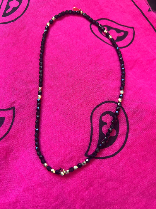 Collier  Elastique noir & doré "OR"