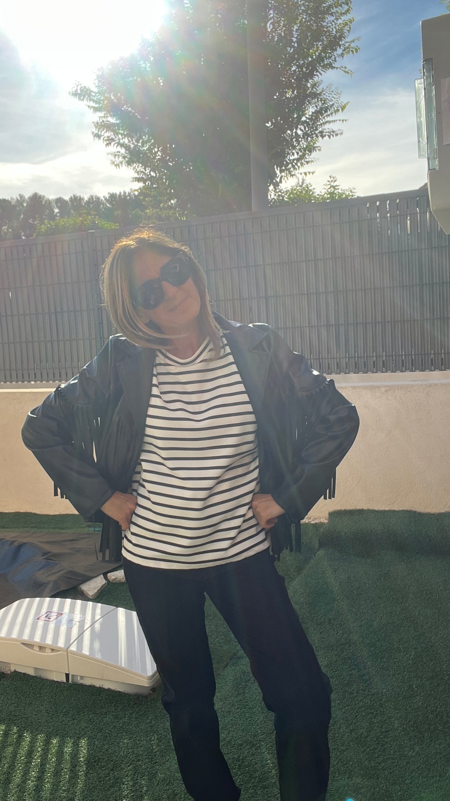 TEE-SHIRT RAYE NOIR/BLANC "DENTELLE"