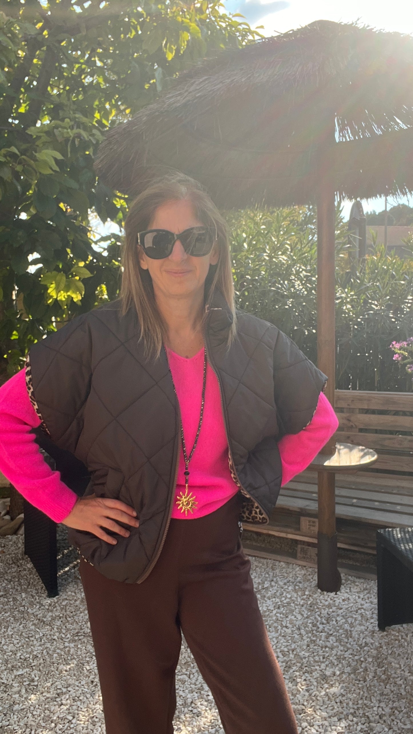 VESTE MATELASSEE CHOCOLAT/LEOPARD REVERSIBLE