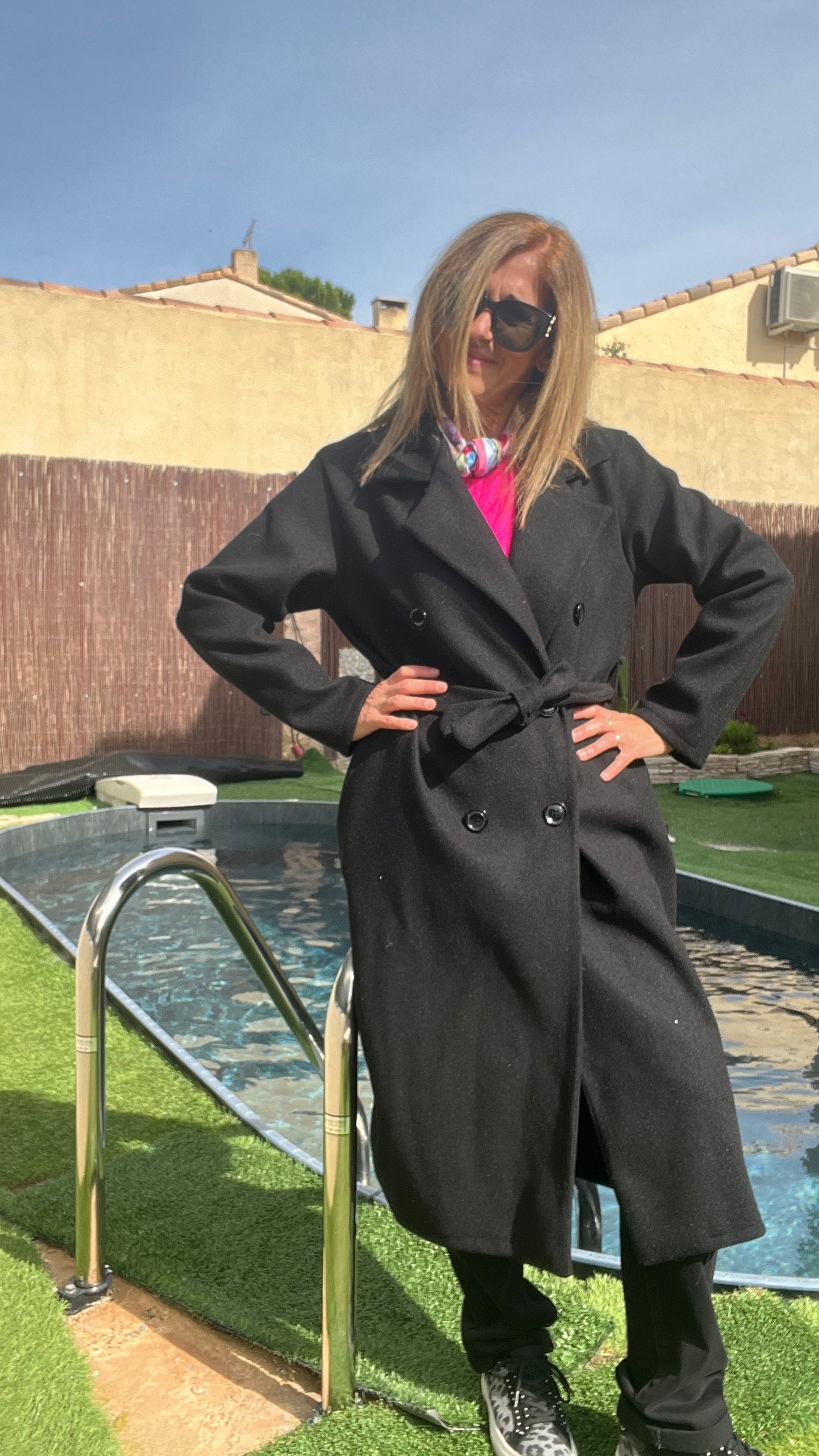 MANTEAU LONG NOIR « DIVA »