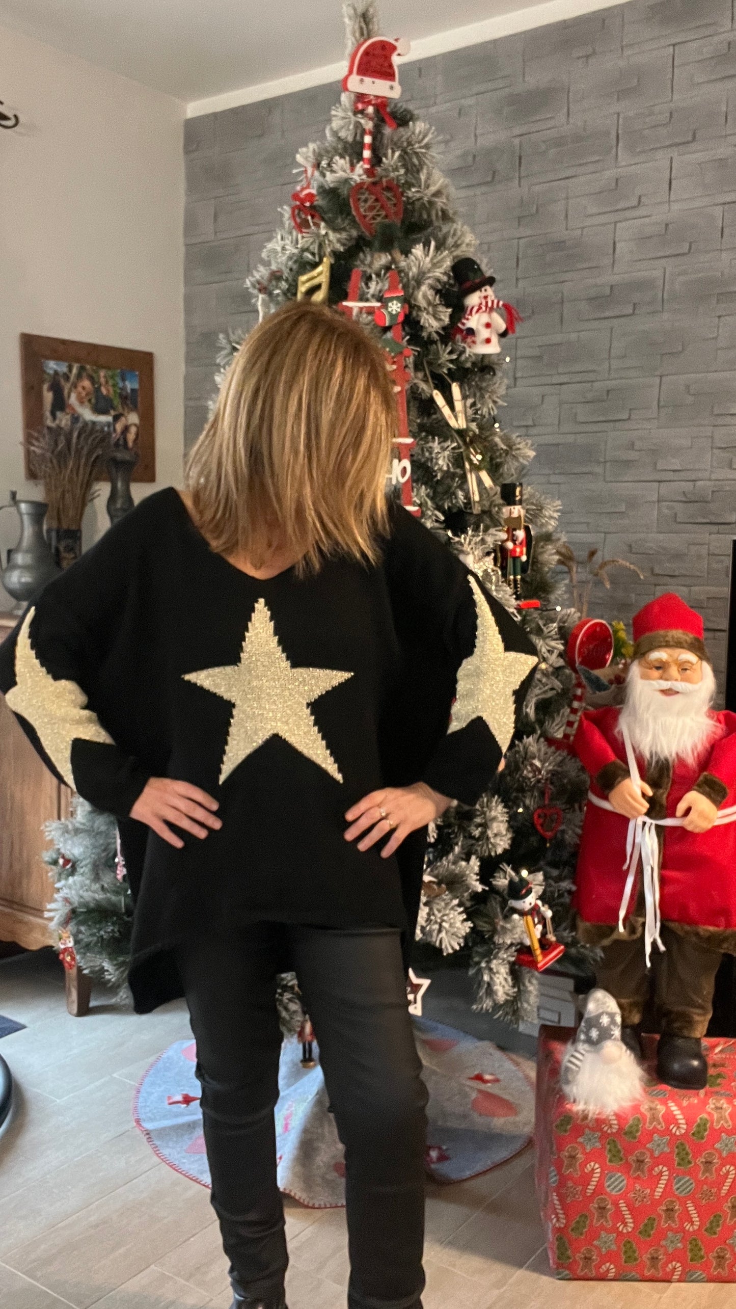 JEANS NOIR EFFET HUILE