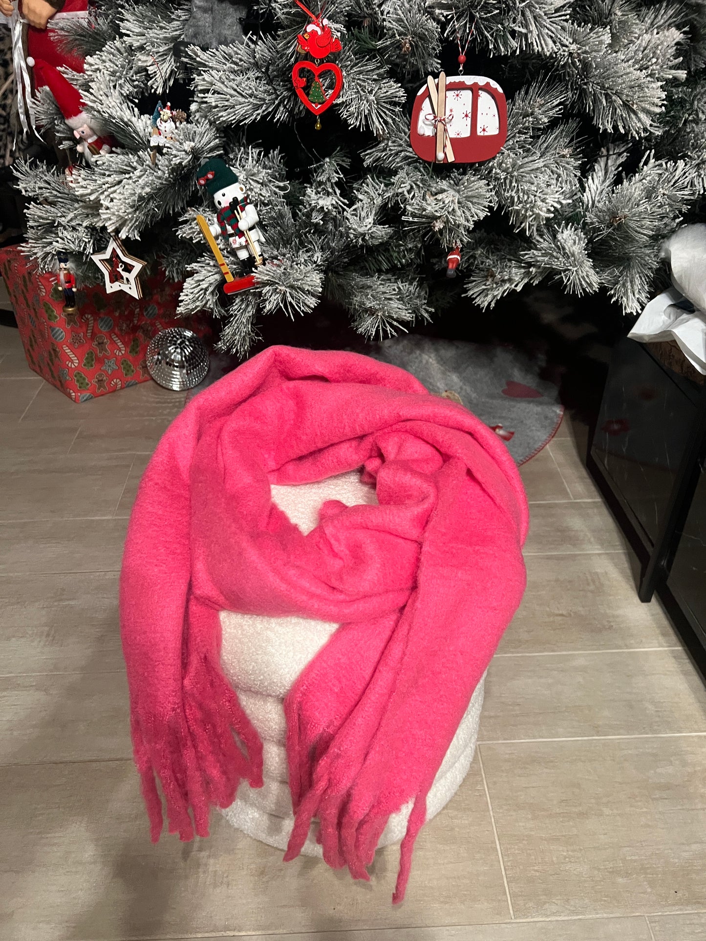 ECHARPE ROSE FLUO EPAISSE