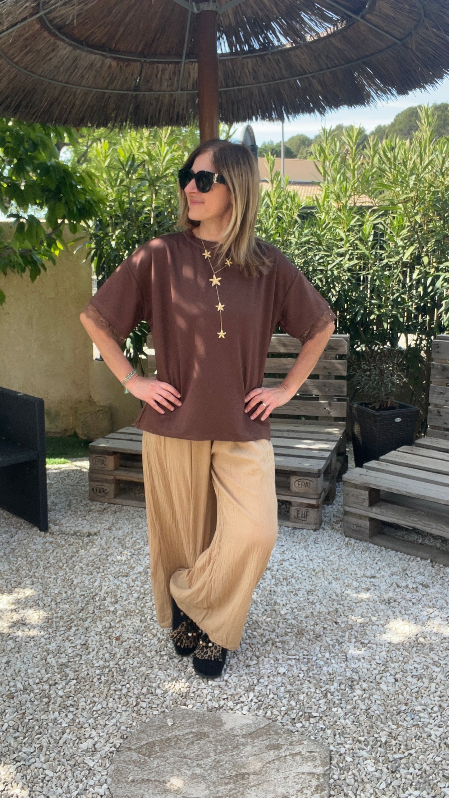 PANTALON FLUIDE CAMEL "SELENA"