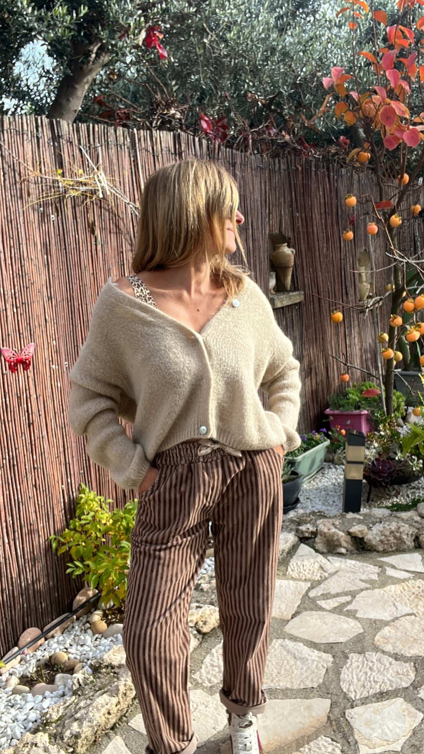 GILET BEIGE MANCHES LONGUES "ANNA"