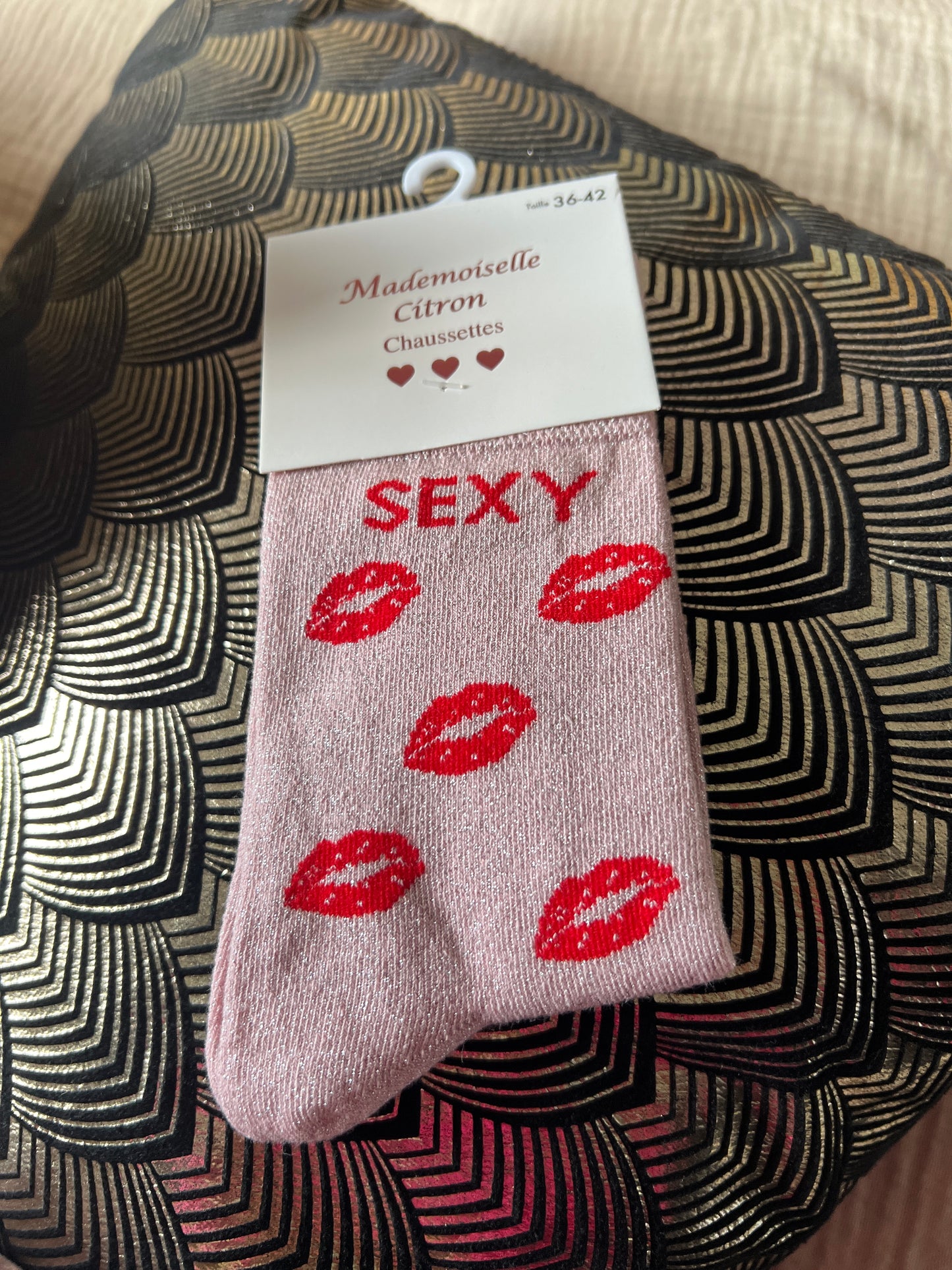 CHAUSSETTES PAILLETTES "MARGUERITES/SEXY"💋🌼