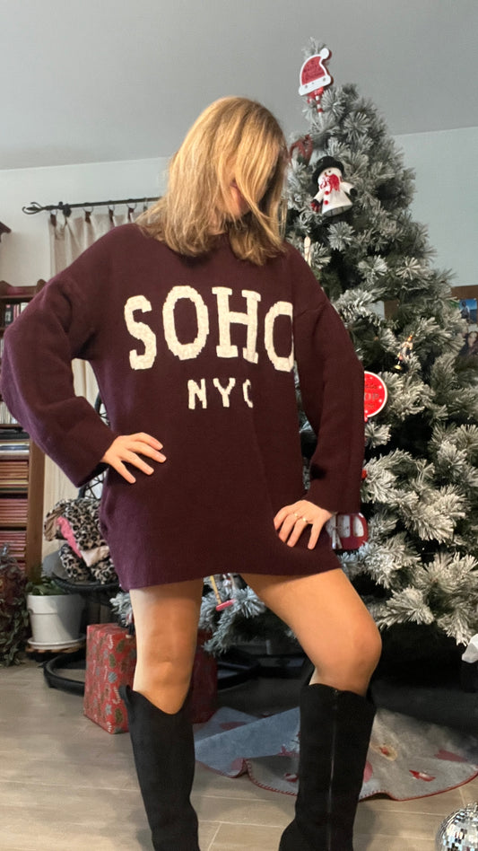 PULL TUNIQUE BORDEAUX SOHO