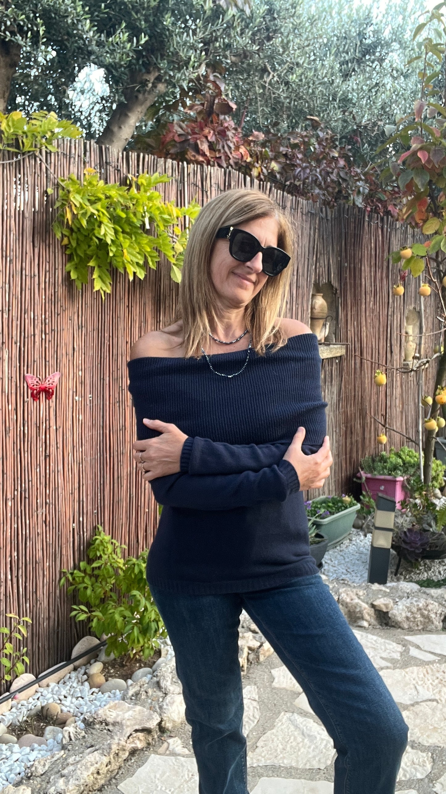 PULL BLEU MARINE COL BARDOT