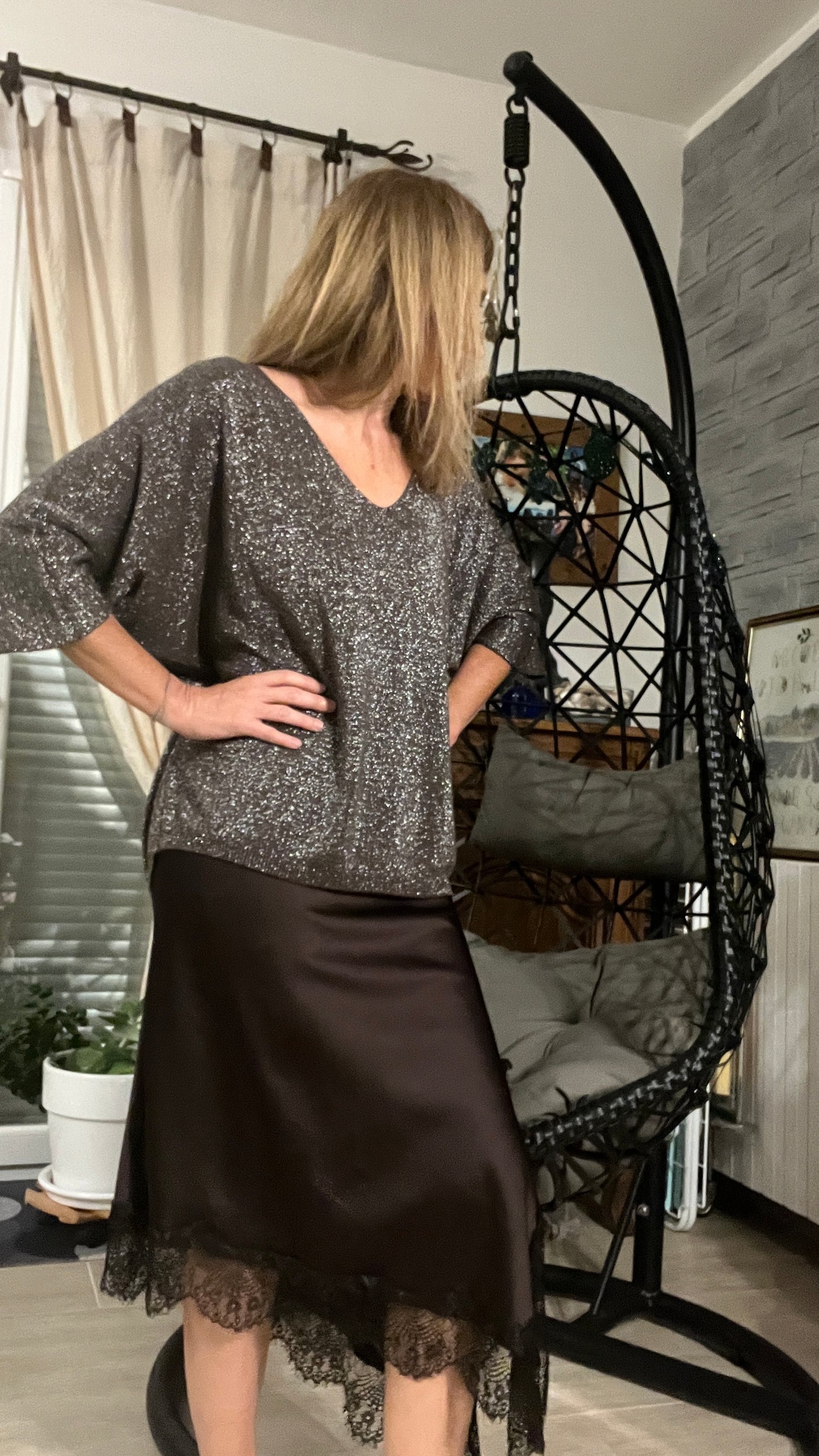 JUPE LONGUE CHOCOLAT ASYMETRIQUE