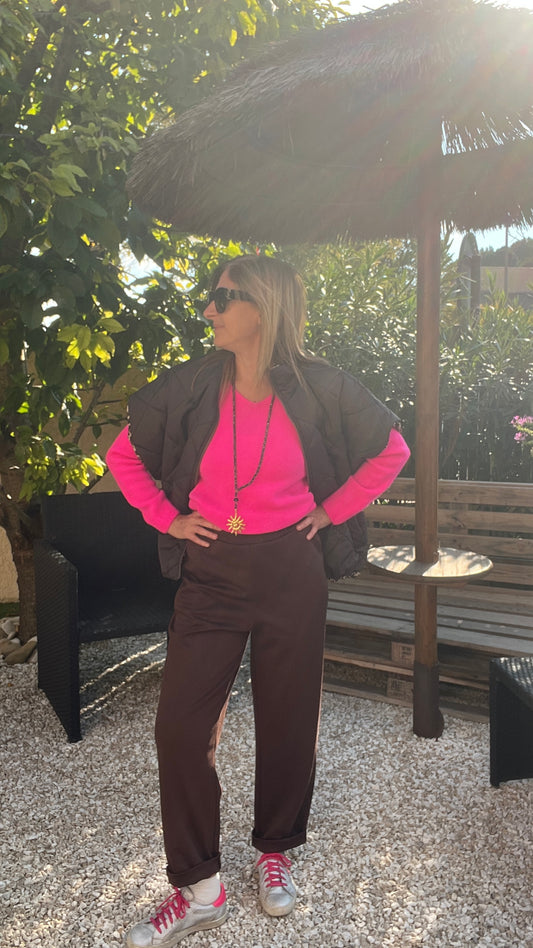 VESTE MATELASSEE CHOCOLAT/LEOPARD REVERSIBLE